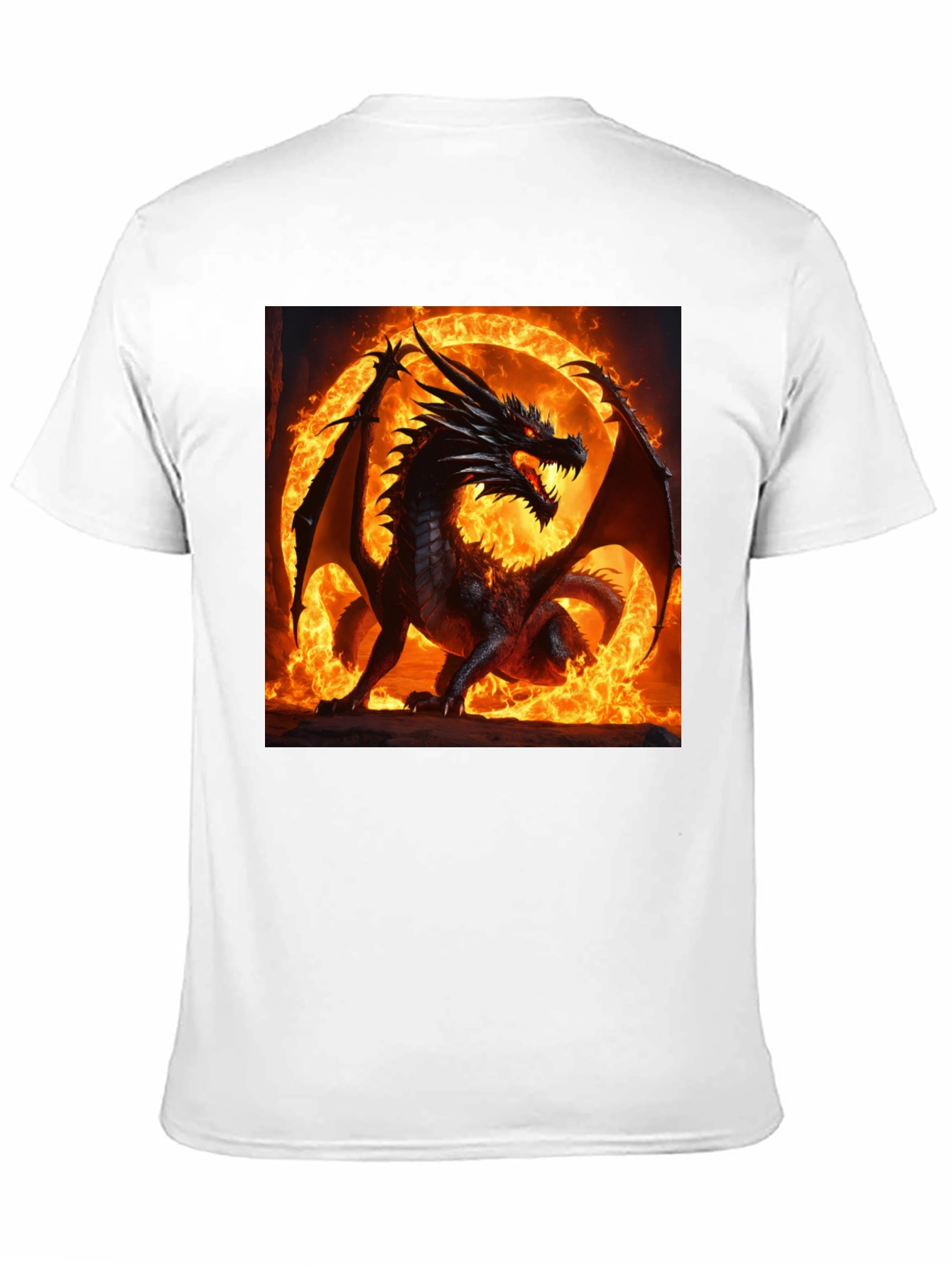 Black Fiery Dragon Graphic T-Shirt view 11