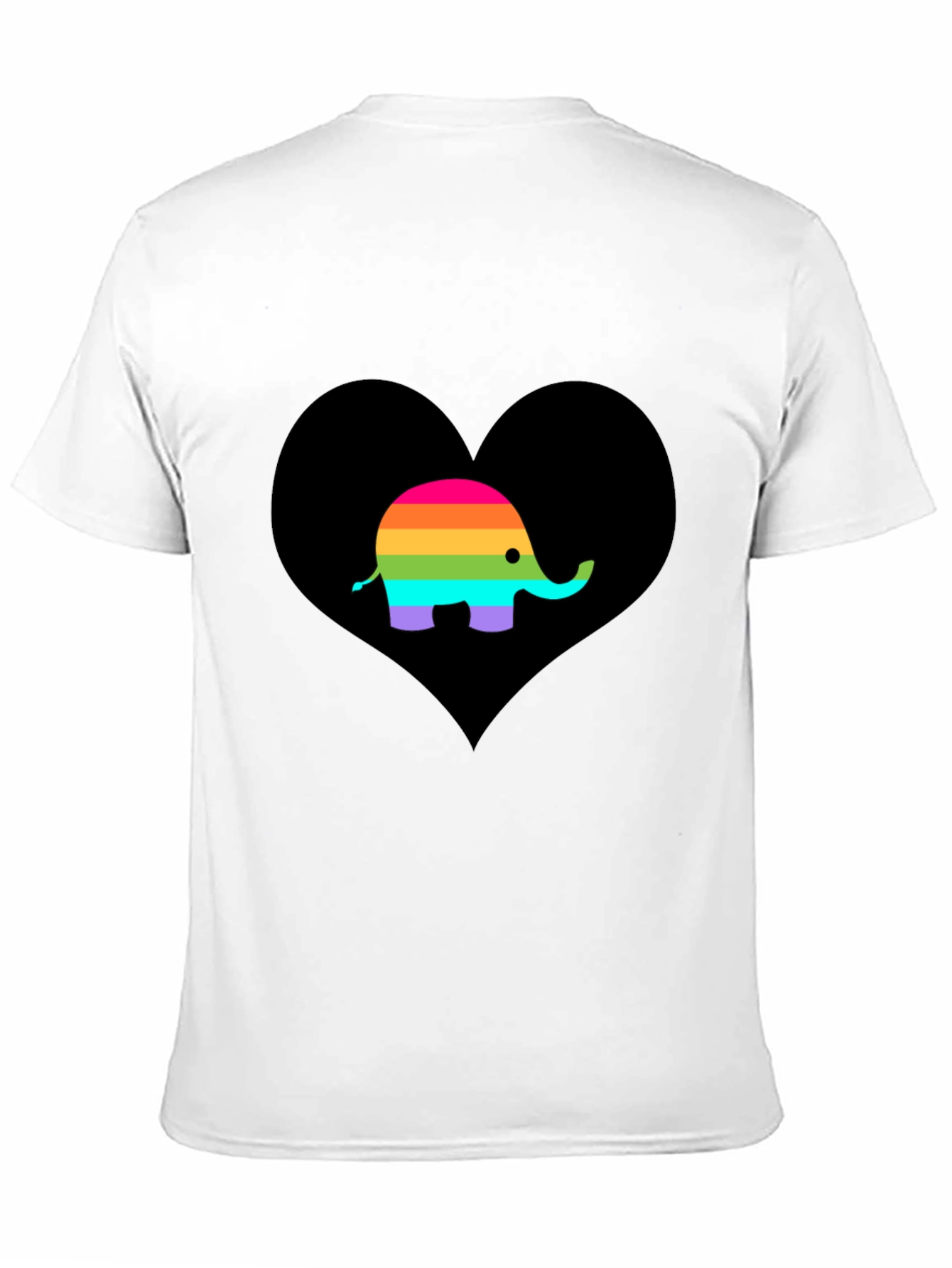 Black Rainbow Elephant Heart Black T-Shirt view 11