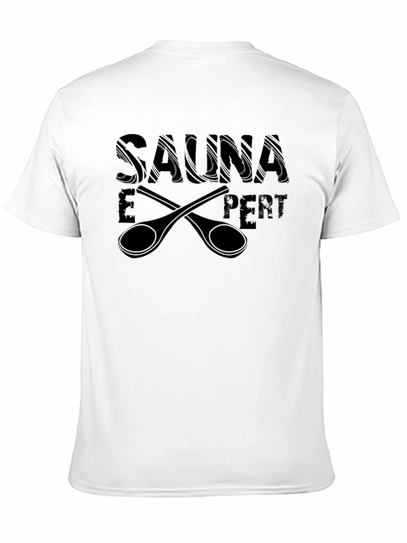 Black Sauna Expert Black T-Shirt with Crossed Spoons Design view 11