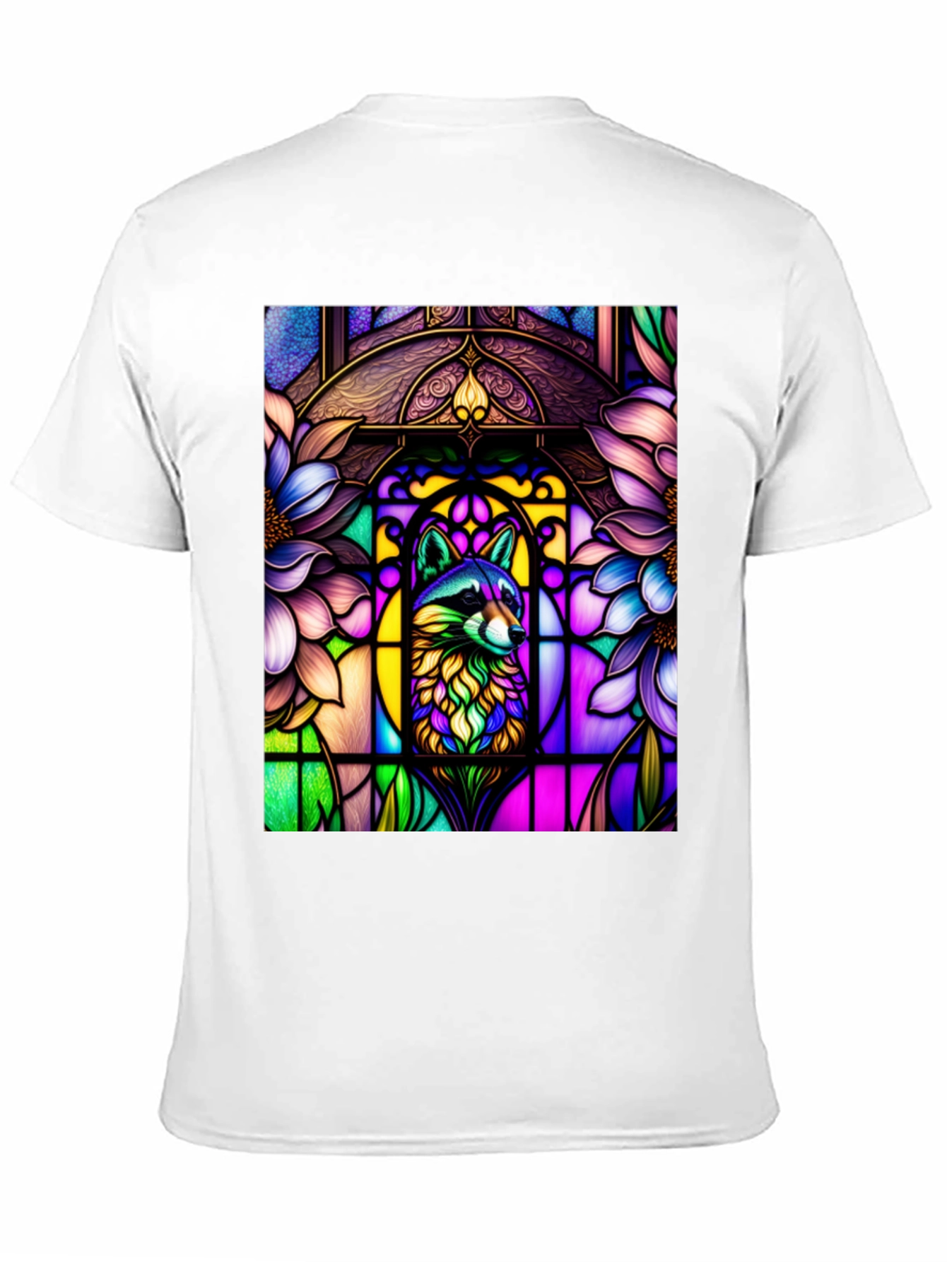 Black Stained Glass Raccoon Black T-Shirt view 11