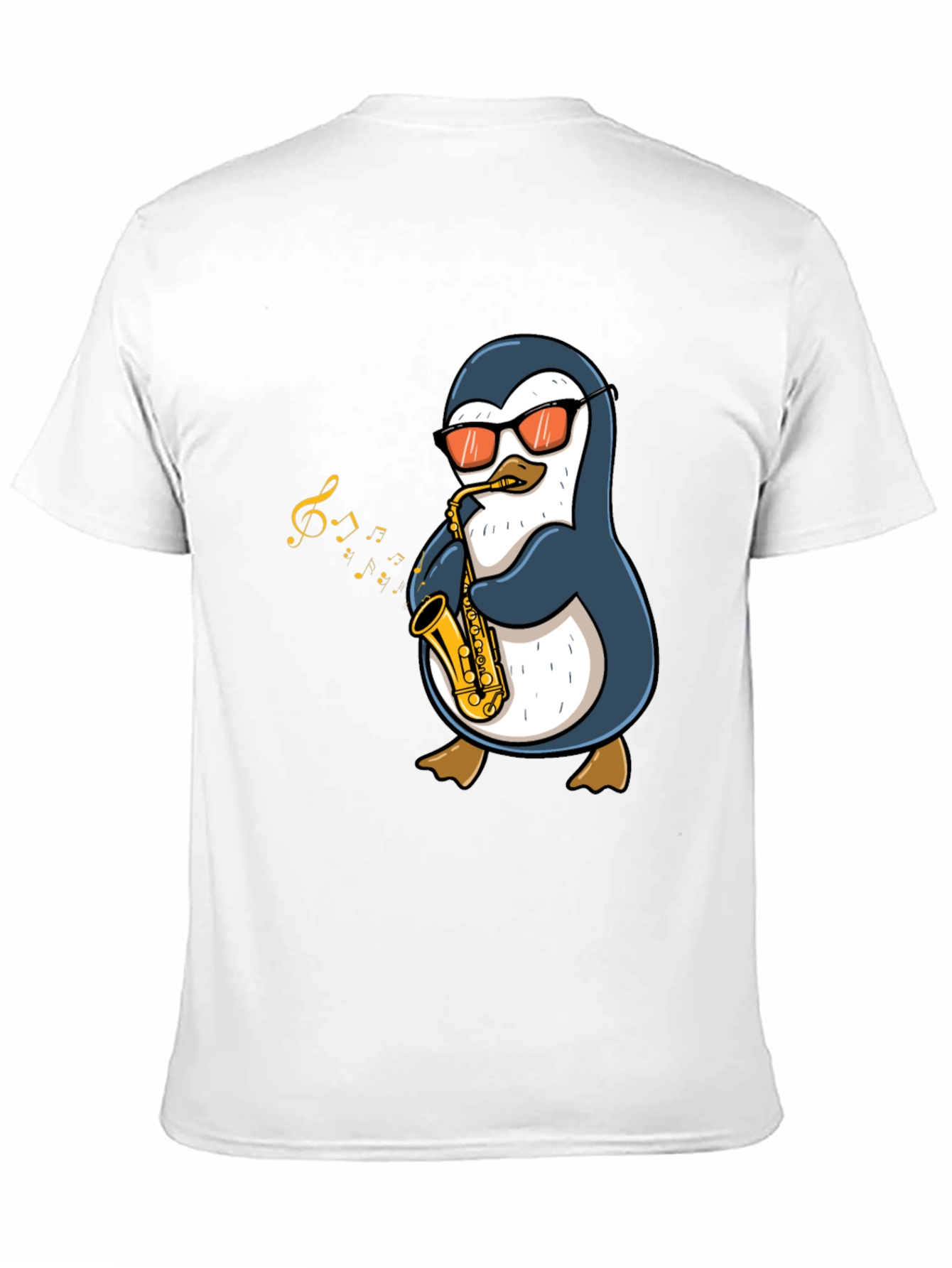 Black Penguin Sax Player Graphic T-Shirt - Cool Music Tee view 11