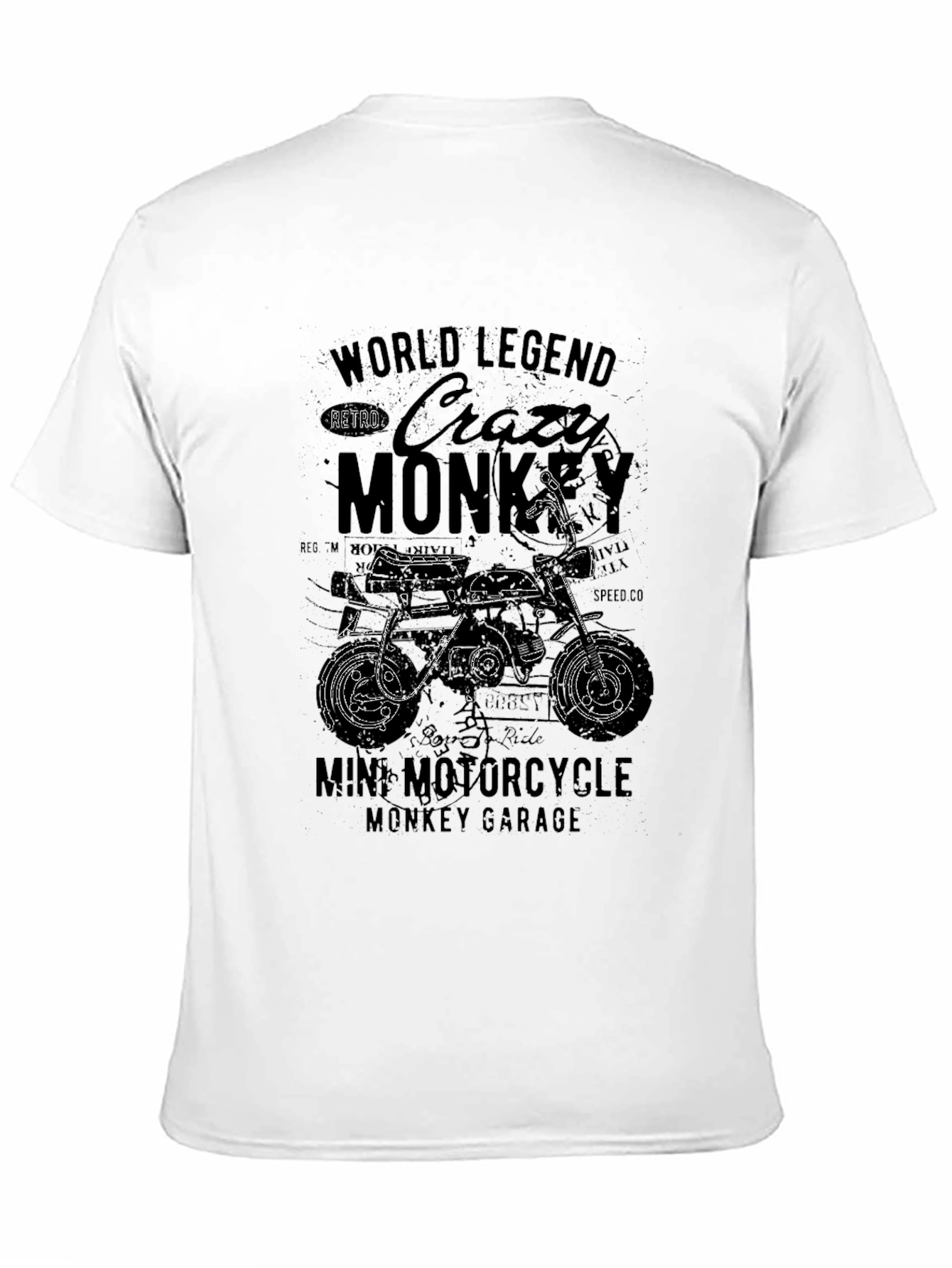 Black Crazy Monkey Mini Motorcycle T-Shirt - Retro Garage Tee view 11