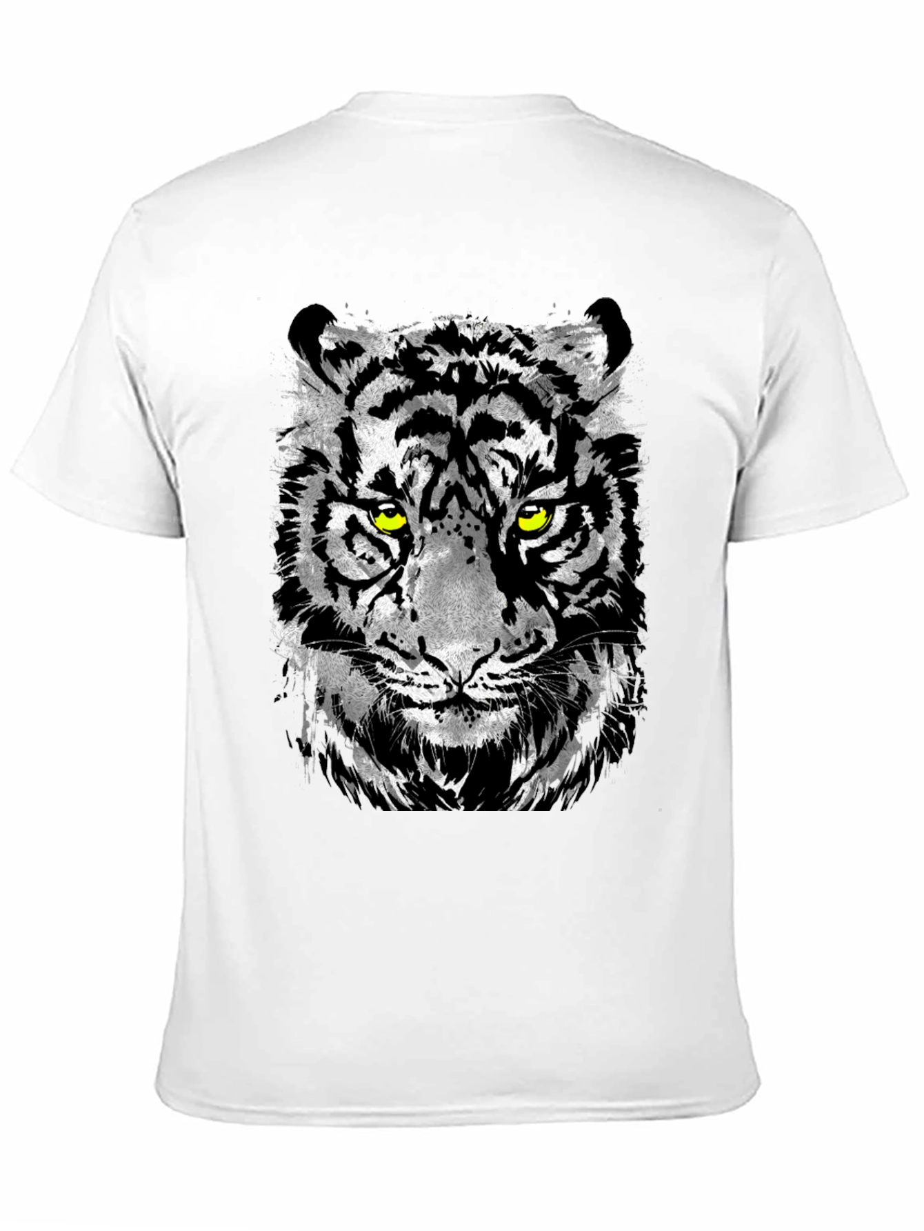 Black Men's Black T-Shirt with Tiger Graphic view 11