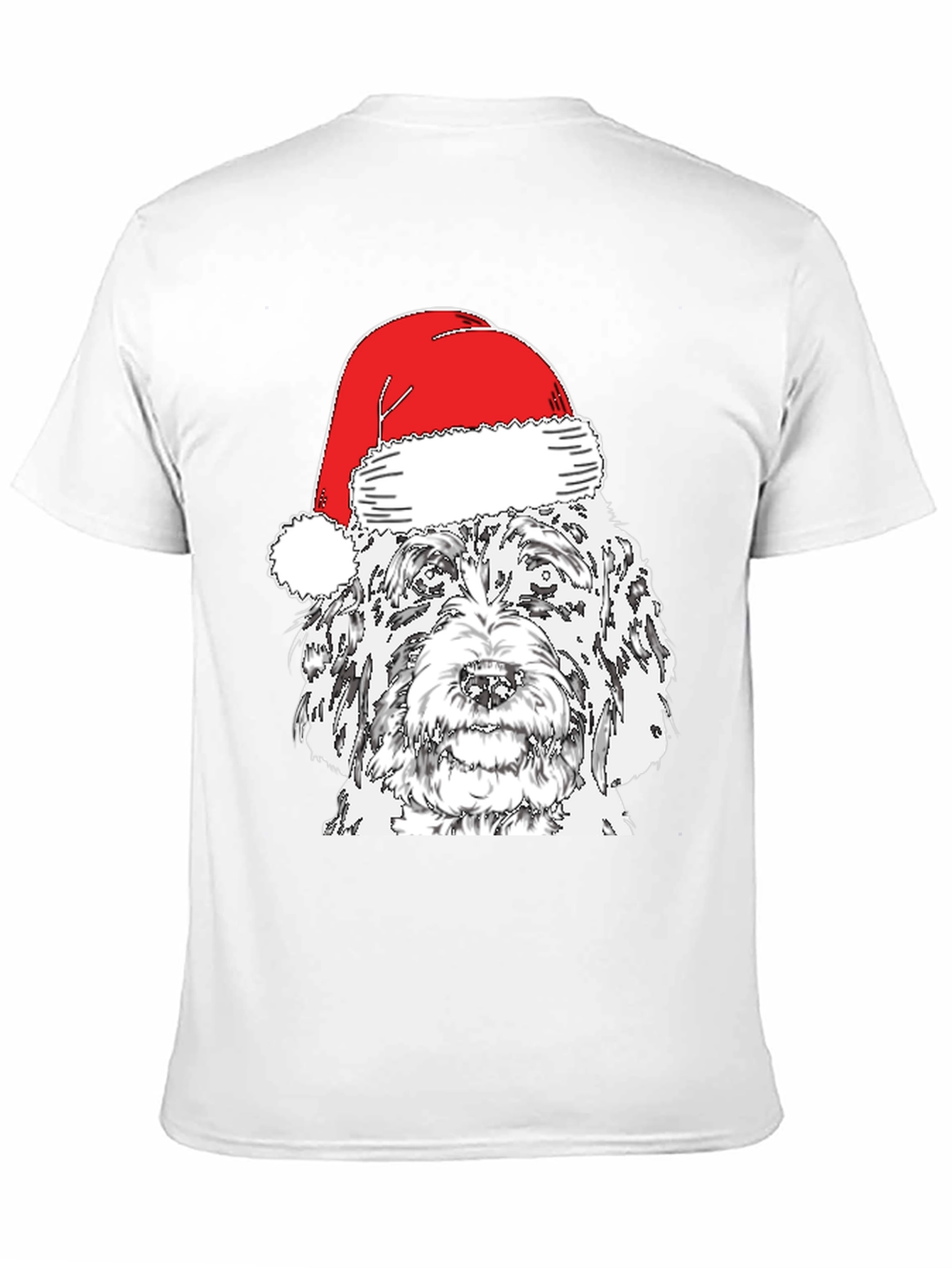 Black Festive Dog Santa Hat T-Shirt view 11