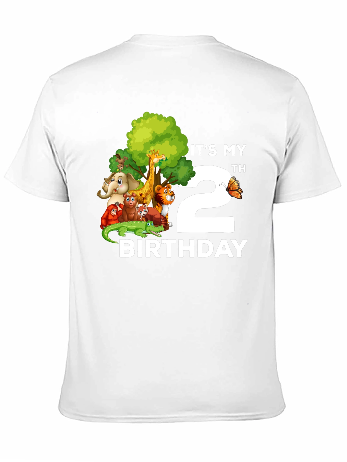 Black It's My 2nd Birthday Jungle Animals Kids T-Shirt view 11