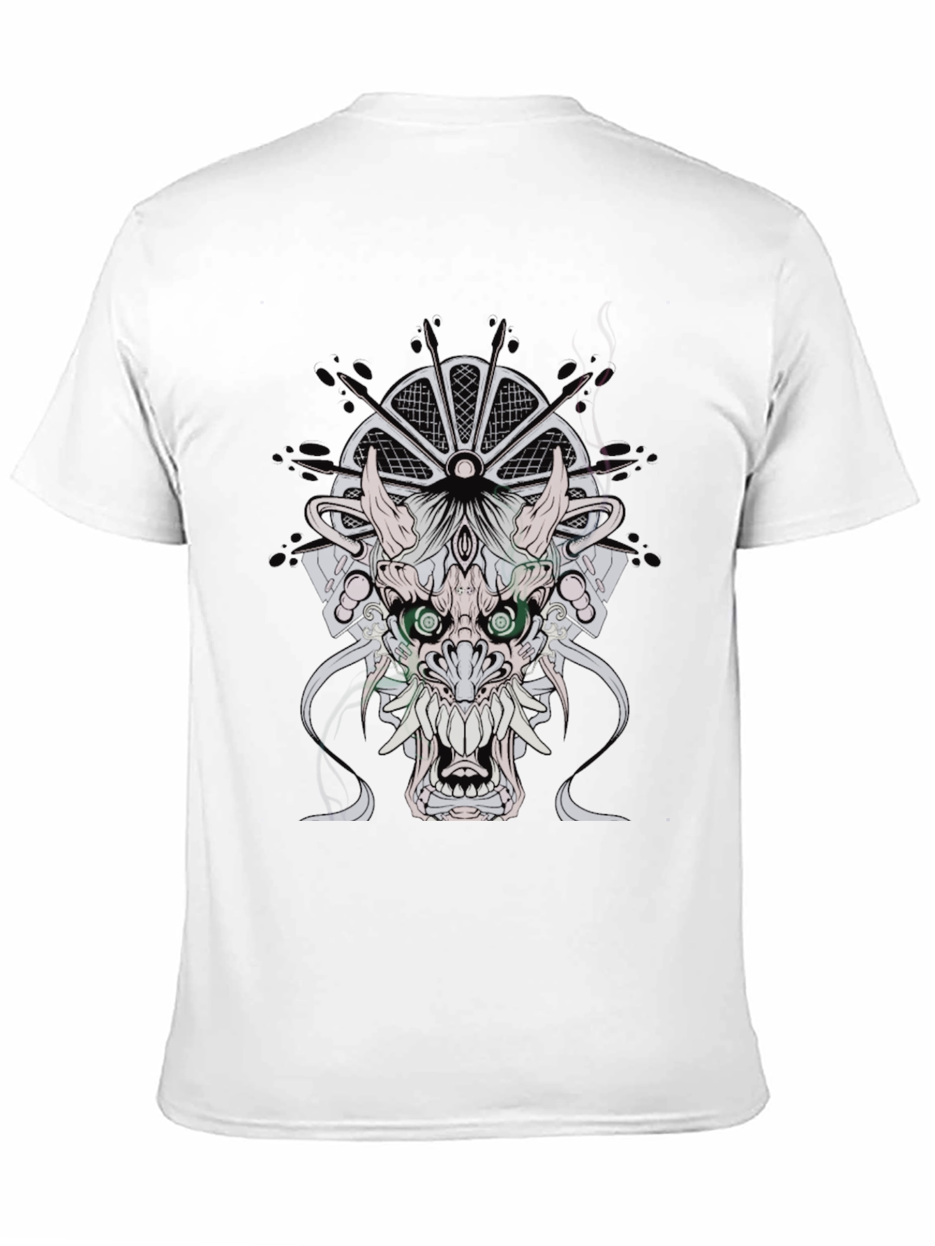 Black Men's Black T-Shirt with Dragon Graphic view 11