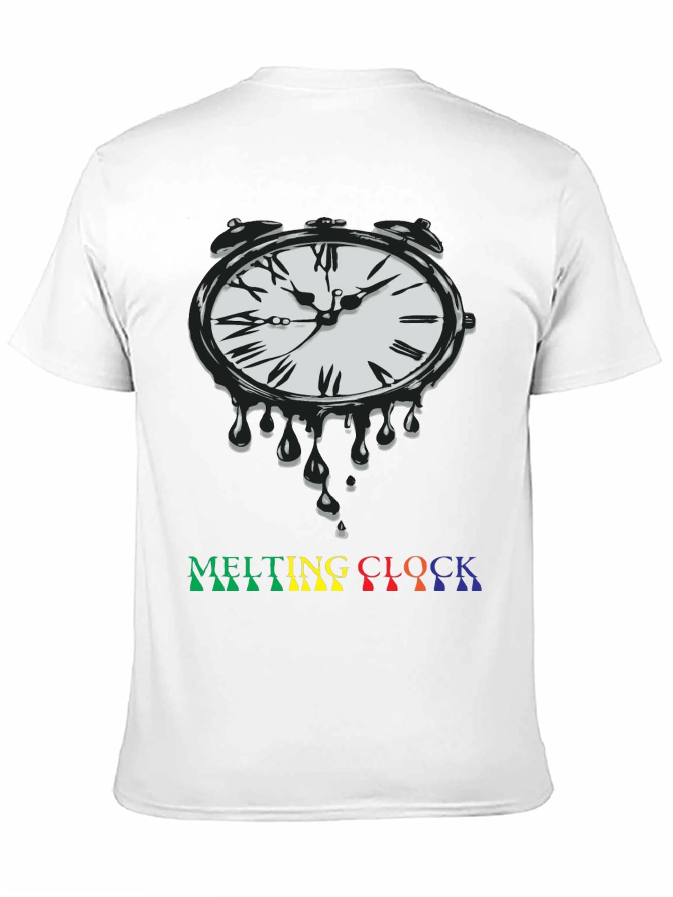 Black Melting Clock Graphic Tee - Black Cotton Blend view 11