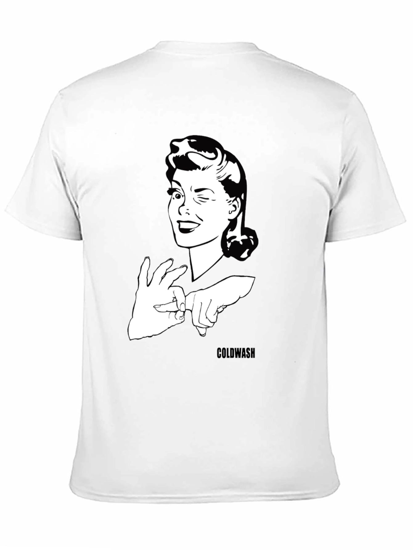 Black Winking Woman Graphic Tee - Black Cotton T-Shirt view 11