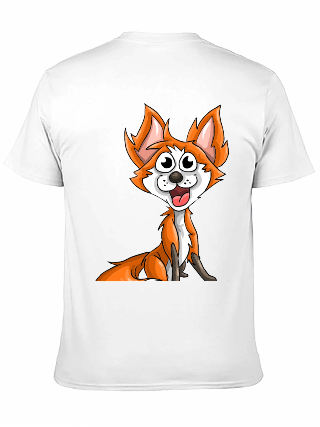 Black Cartoon Fox Graphic Tee - Black Crew Neck T-Shirt view 11