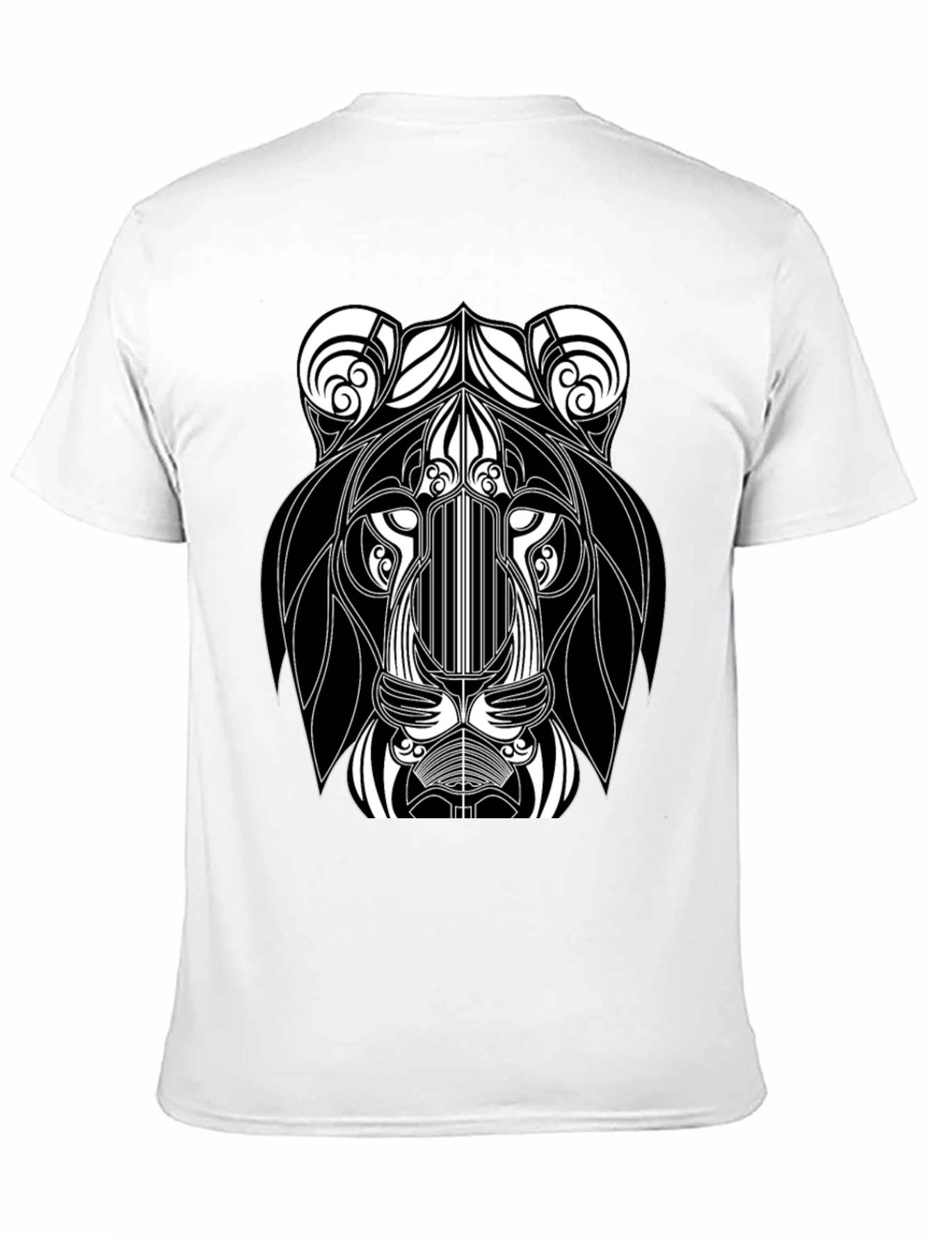 Black Abstract Lion Head Black Graphic T-Shirt view 11
