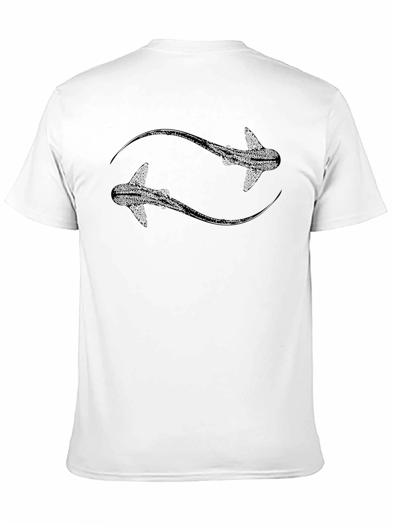 Black Stylish Black Graphic Tee - Shark Design view 11