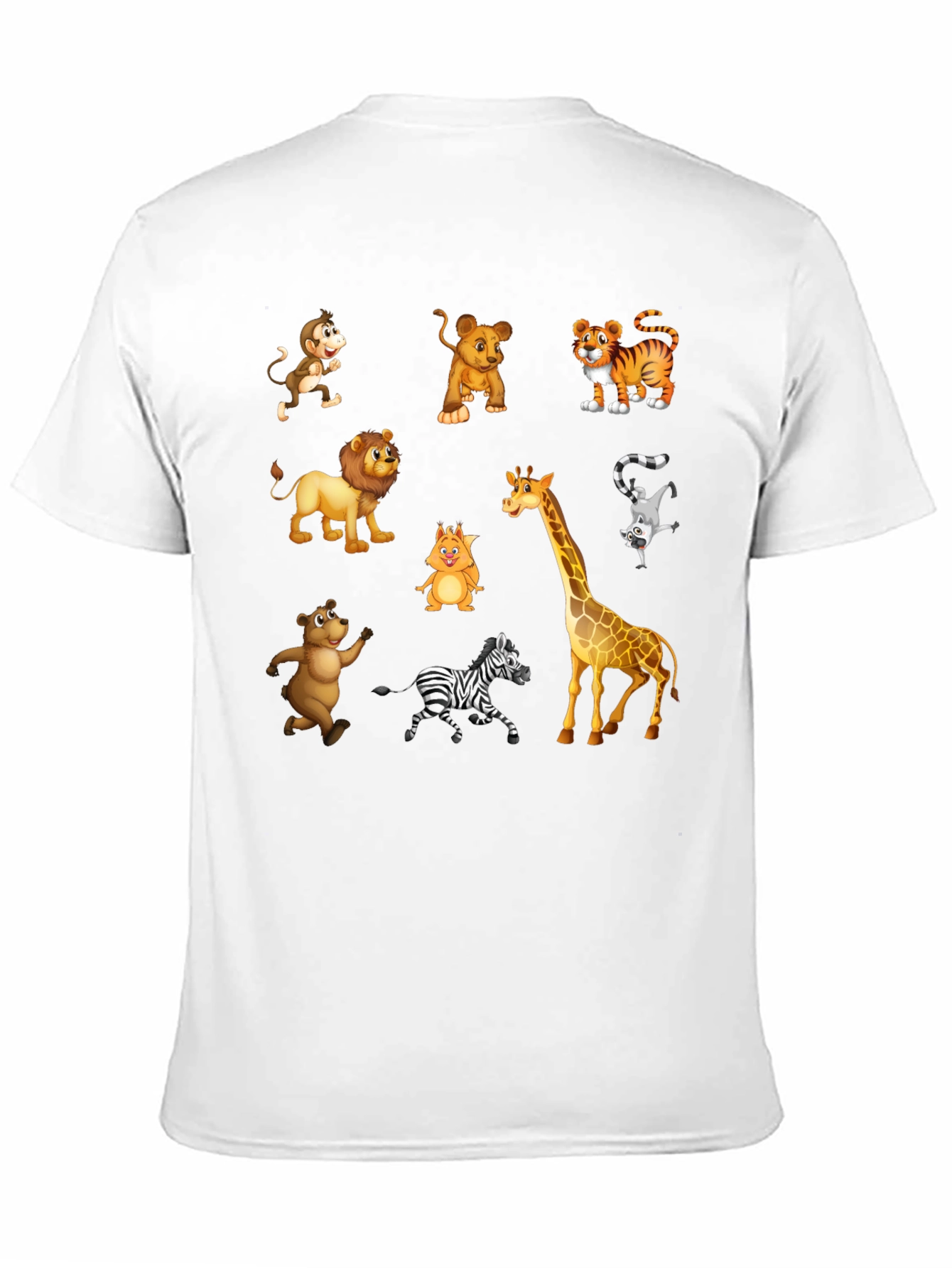 Black Cartoon Animal Print Black T-Shirt view 11