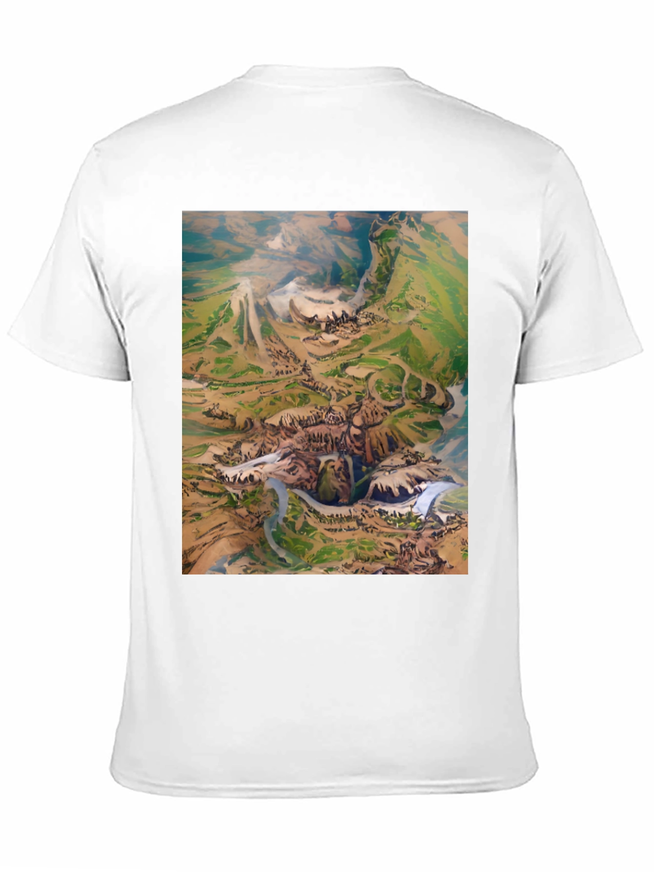 Black Artistic Landscape Print Black T-Shirt view 11