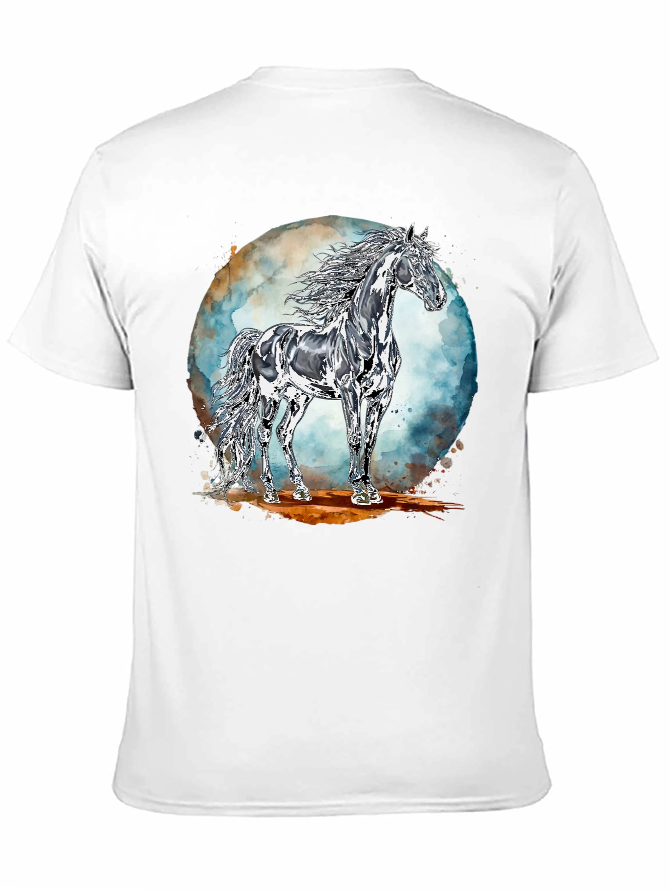 Black Majestic Horse Graphic Tee - Black Cotton Blend view 11