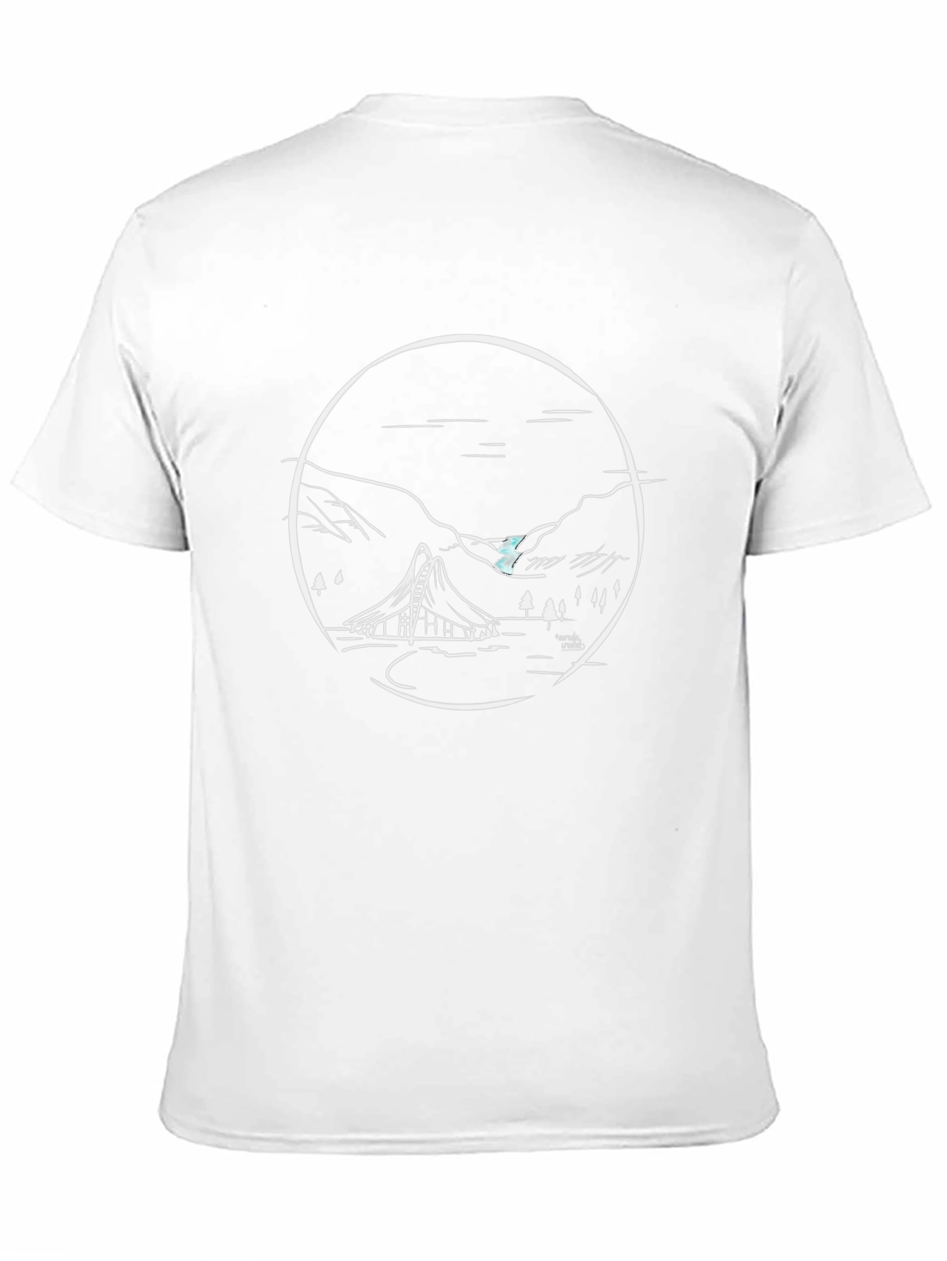 Black Black T-Shirt with Unique Mountain Landscape Design view 11