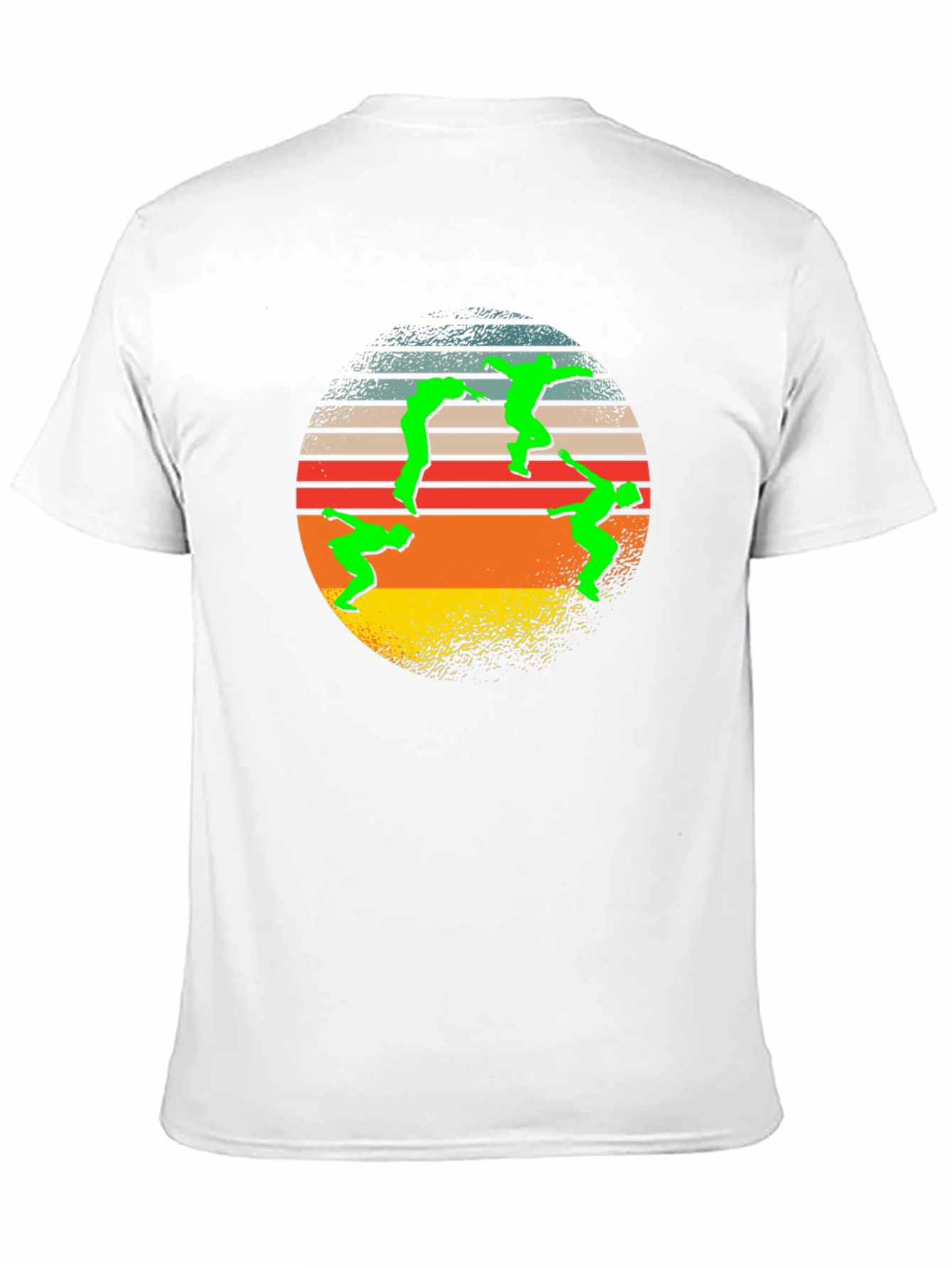 Black Retro T-Shirt with Green Figure Circle Design view 11