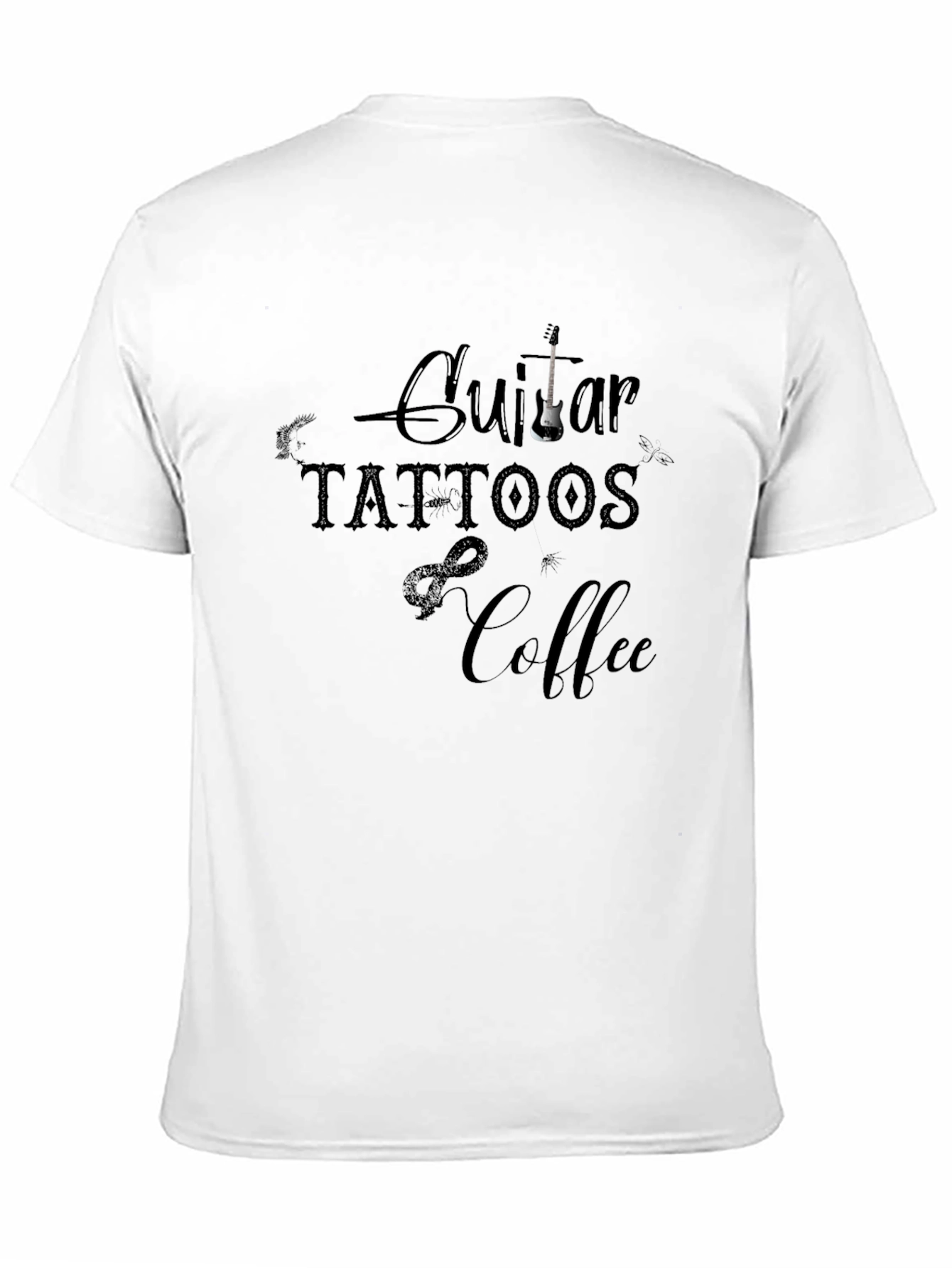 Black Guitar Tattoos Coffee Graphic T-Shirt view 11