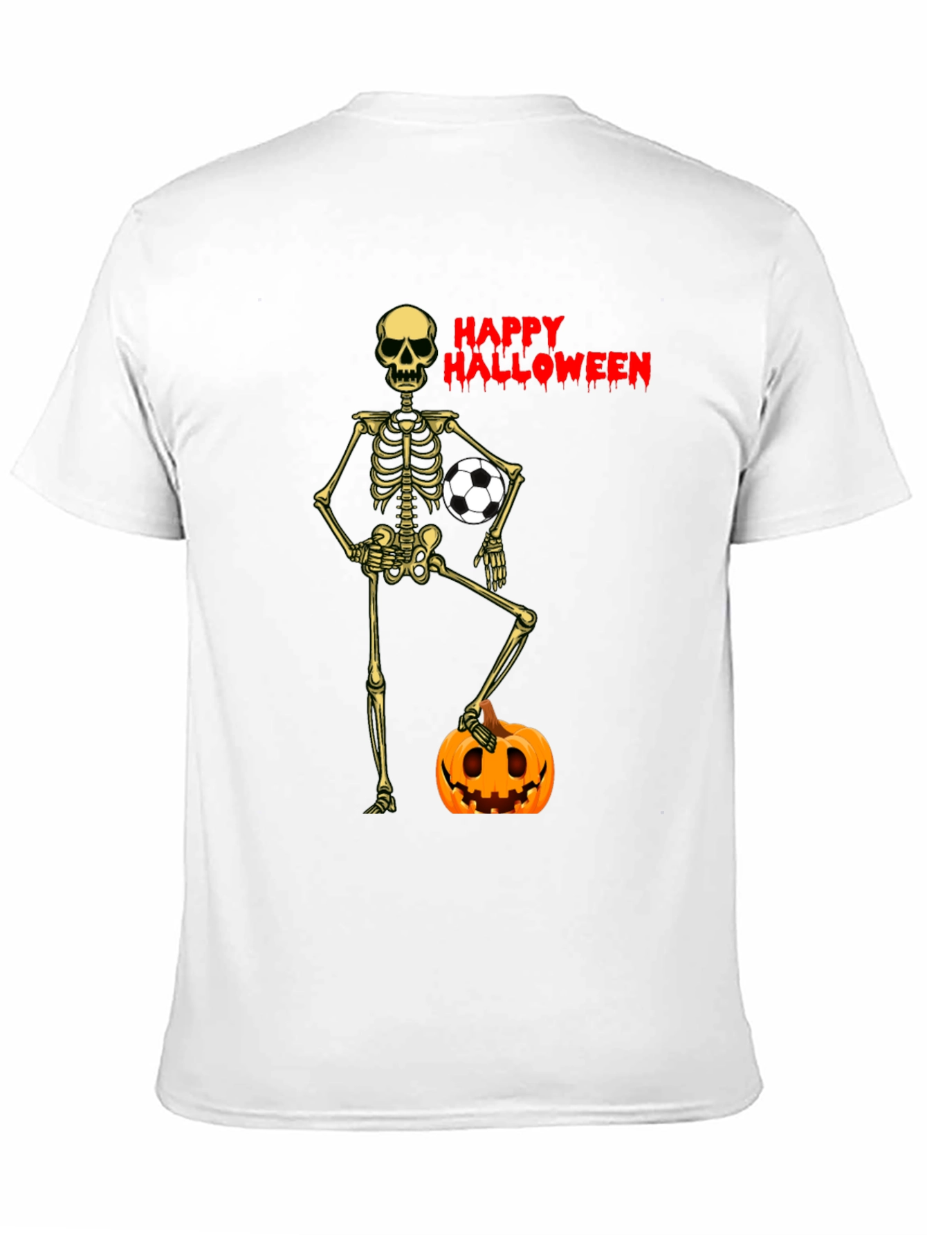 Black Happy Halloween Skeleton Soccer T-Shirt view 11