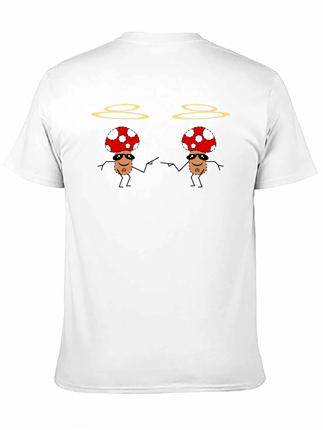 Black Funky Mushroom T-Shirt - Black Cotton Tee view 11