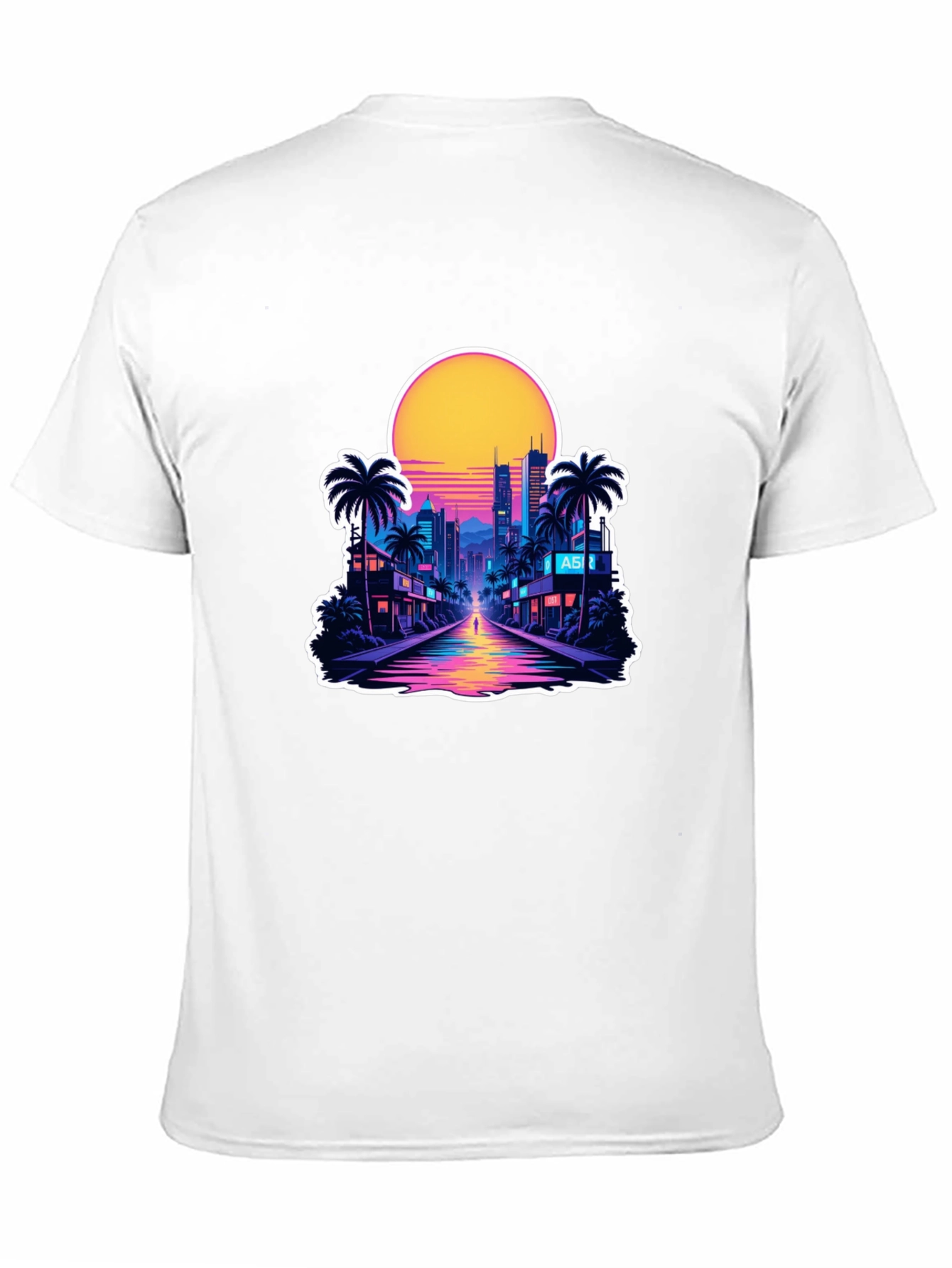Black Retro Wave Cityscape T-Shirt view 11