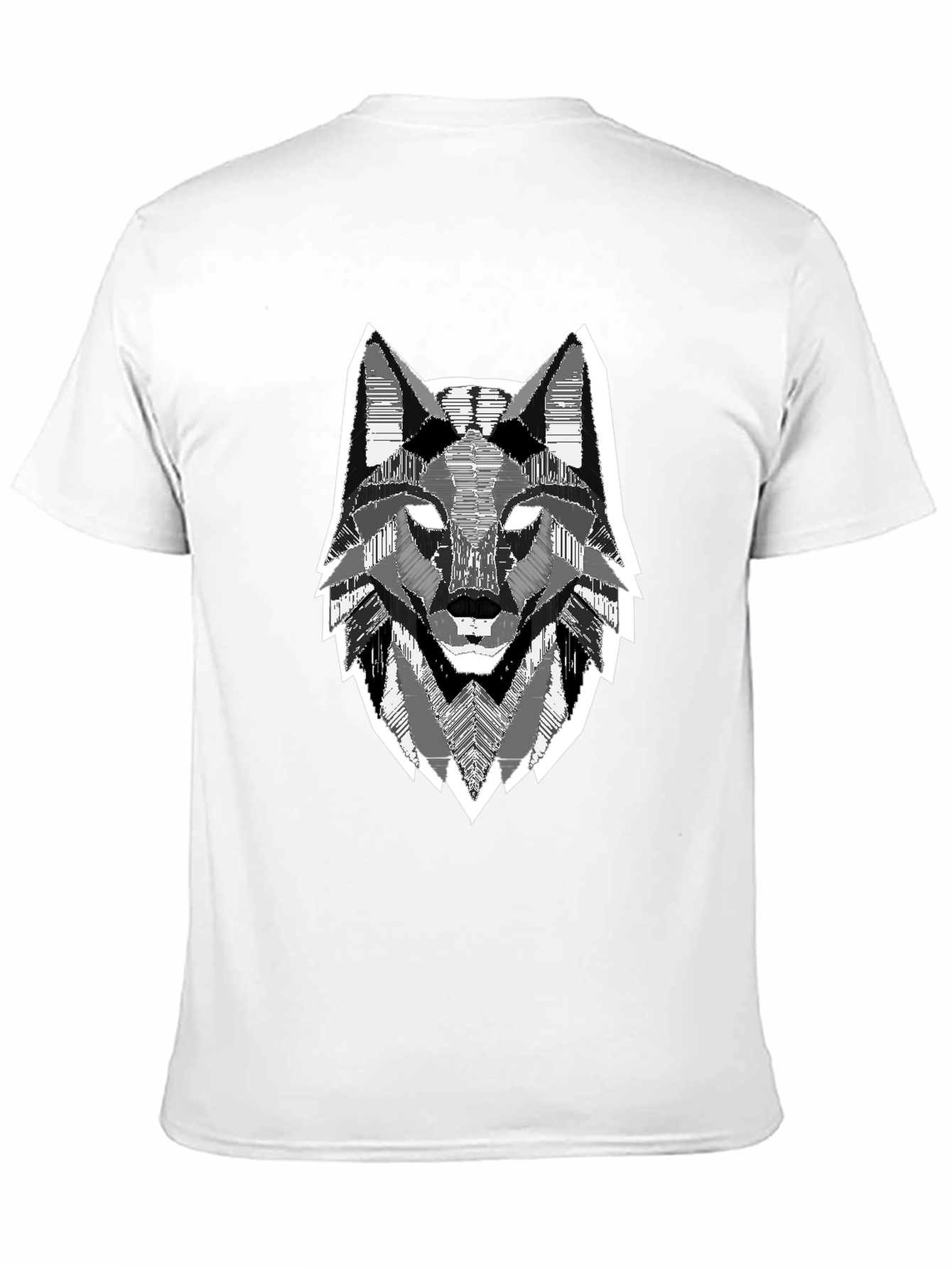 Black Geometric Wolf Head Graphic Print Black T-Shirt view 11