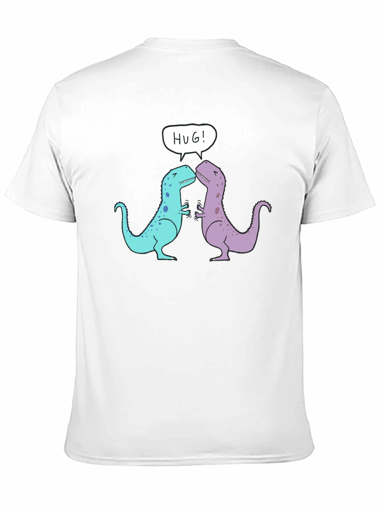 Black Dino Hug T-Shirt - Cute Cartoon Dinosaur Graphic Tee view 11