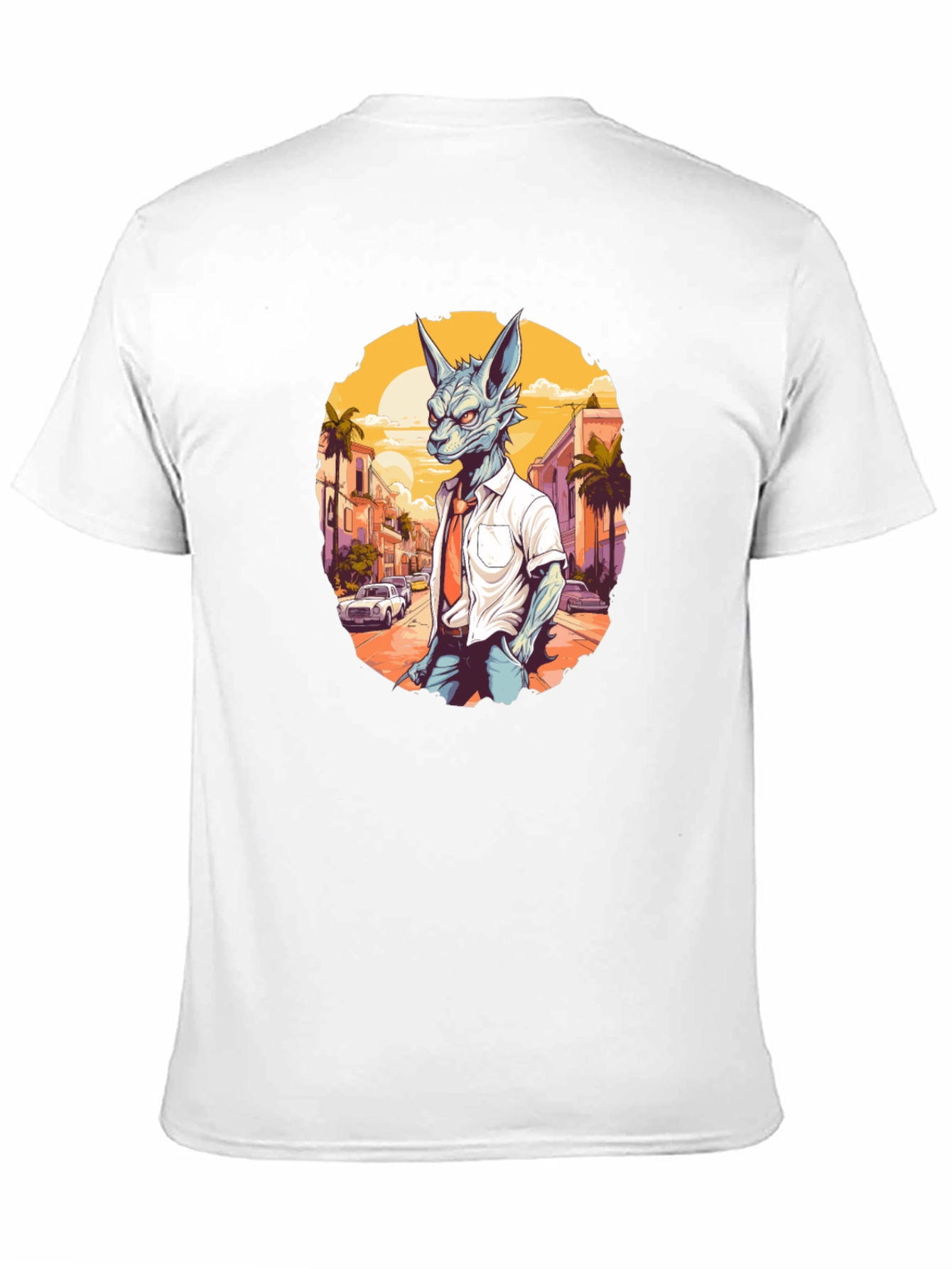 Black Anthropomorphic Wolf in Suit Graphic Tee view 11