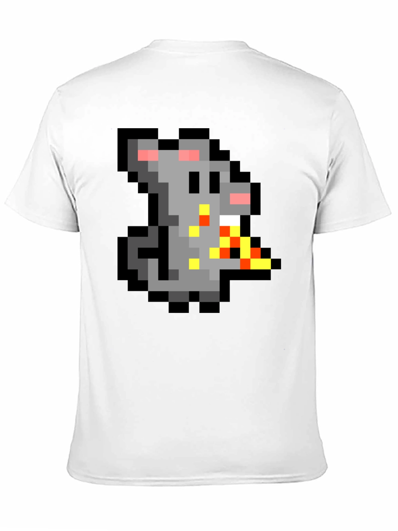Black Pixel Rat Eating Pizza Graphic Tee view 11