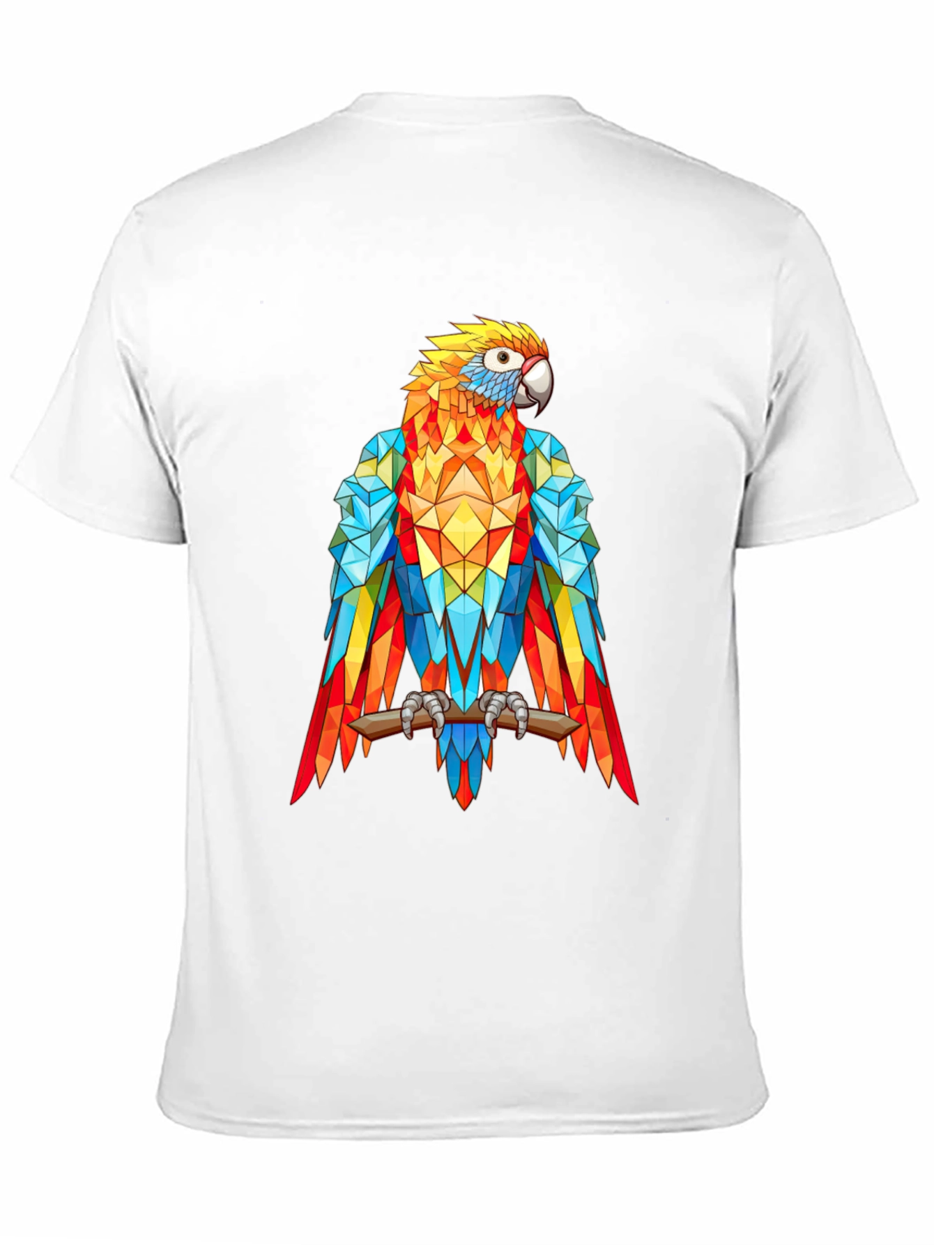 Black Geometric Parrot Graphic Print T-Shirt - Black view 11