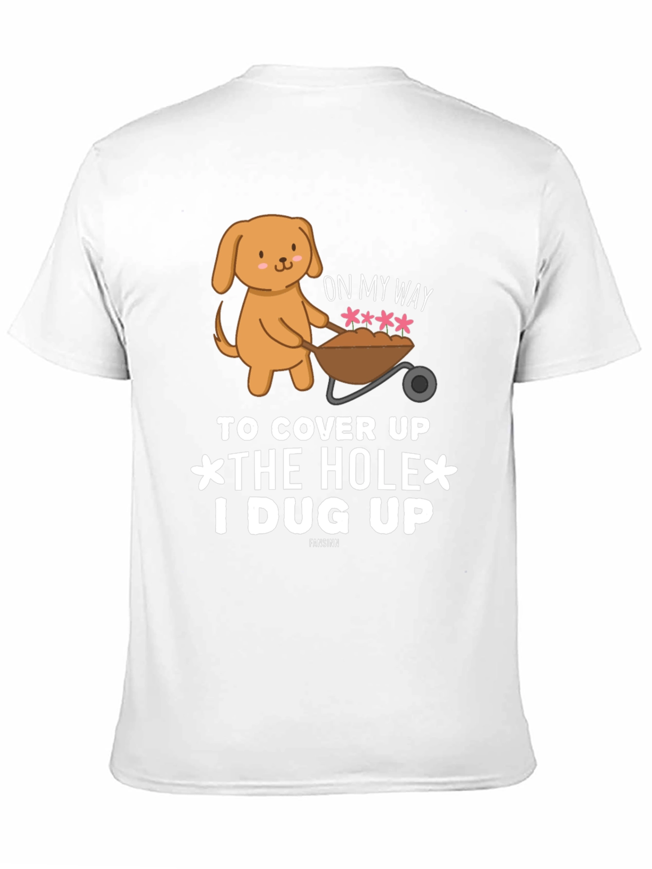 Black Cute Dog 'Cover Up Hole' Black Graphic T-Shirt view 11