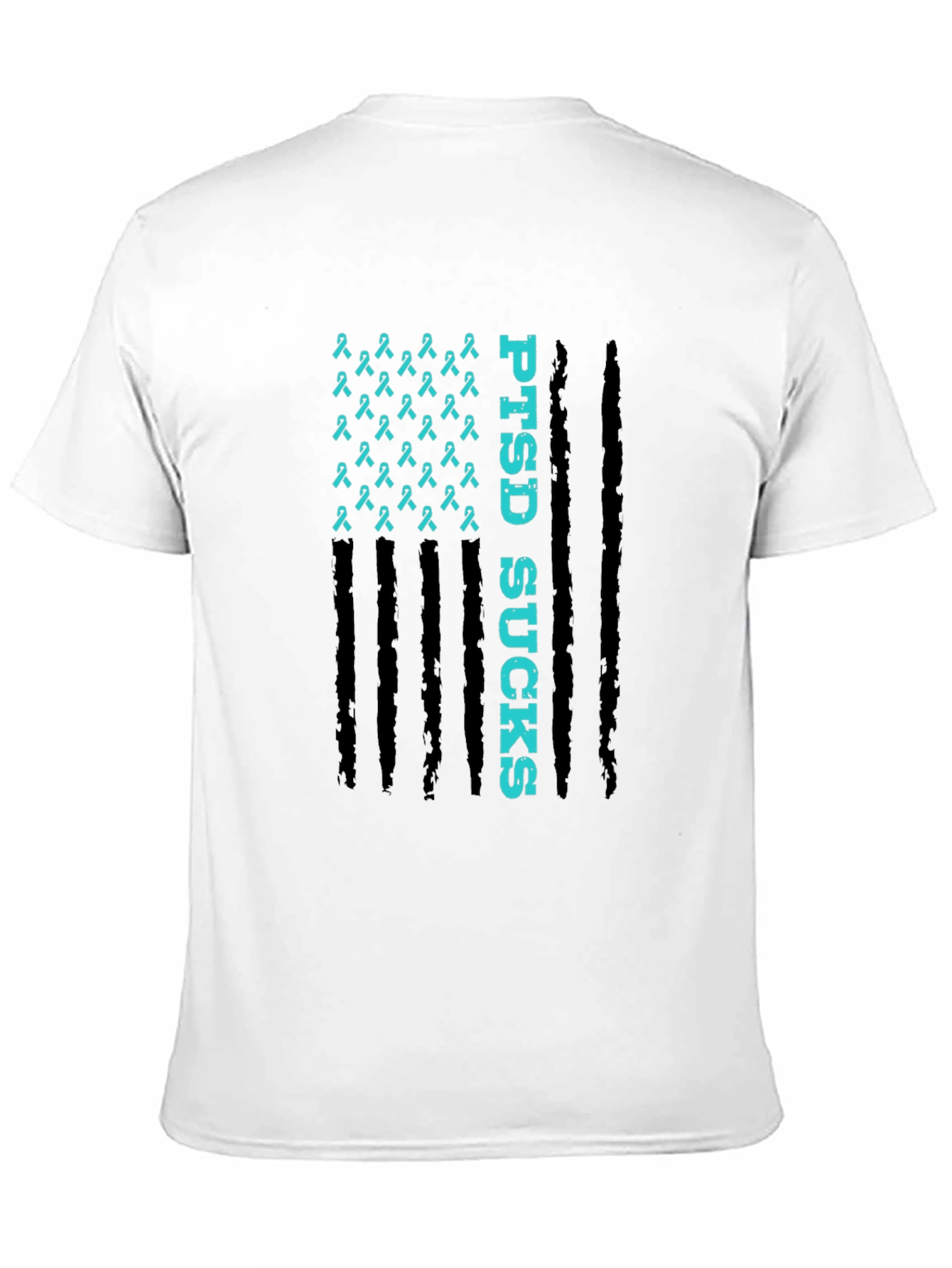 PTSD Awareness Ribbon Flag Graphic T-Shirt - 11