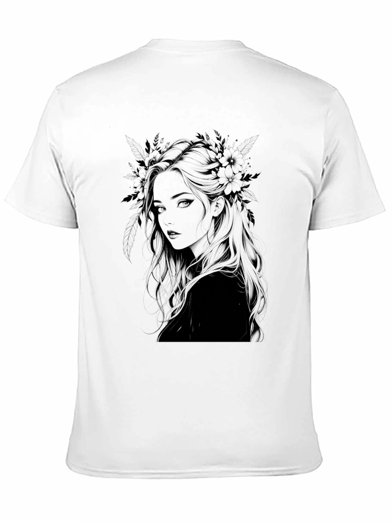 Black Dark Floral Woman Graphic Print Tee view 11