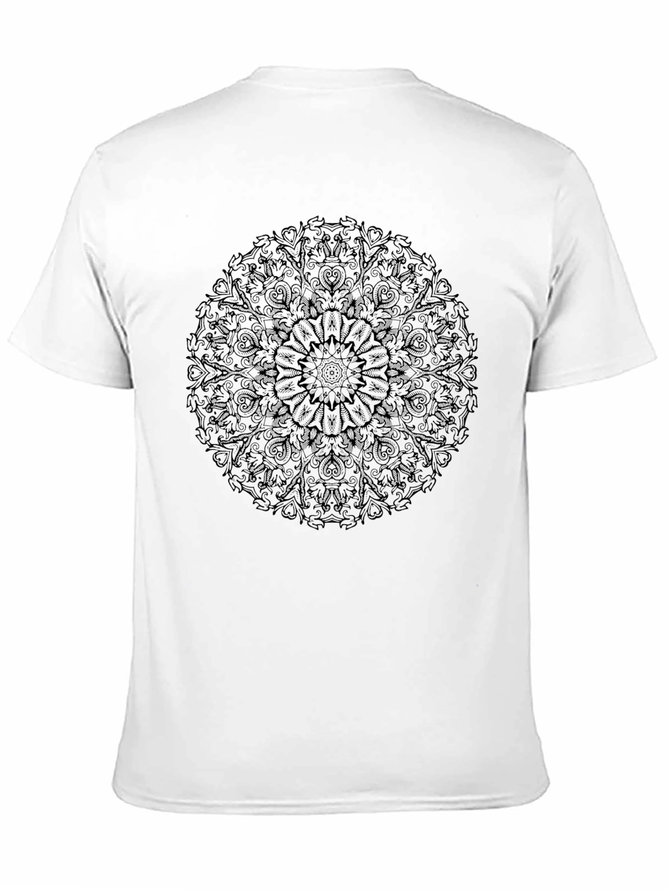 Black Men's Black Mandala Print Crew Neck T-Shirt view 11