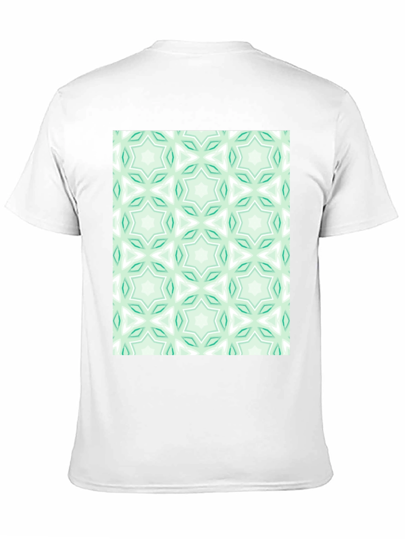 Black Kaleidoscope Pattern T-Shirt - Mint Green & White view 11