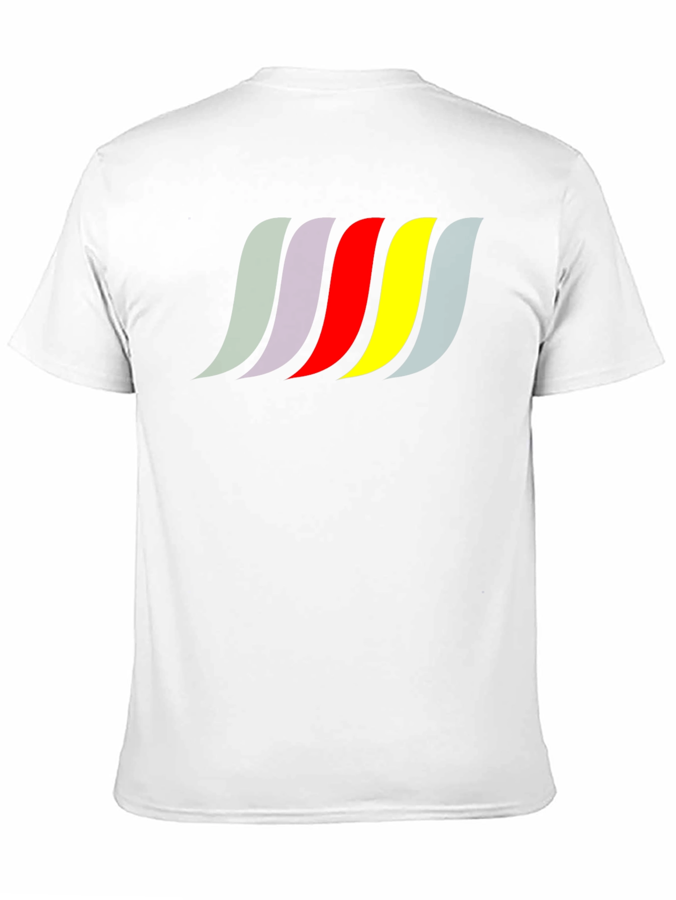 Black Men's Black T-Shirt with Retro Color Wave Design view 11