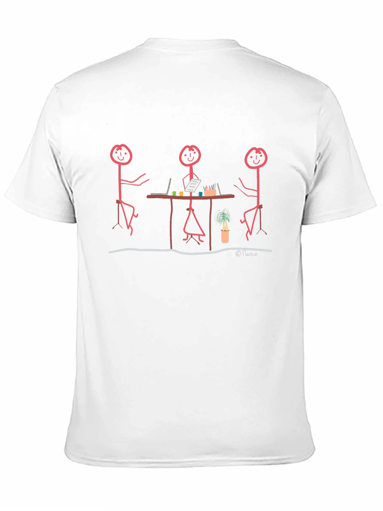 Black Stick Figure Meeting Black T-Shirt view 11