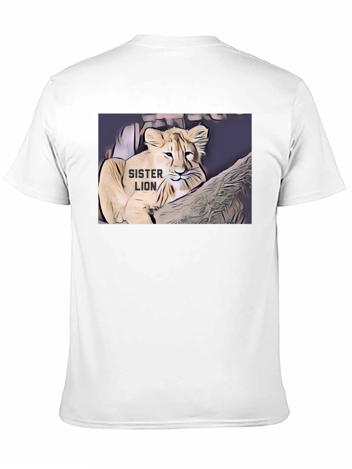 Black Sister Lion Graphic Tee - Black Cotton T-Shirt view 11