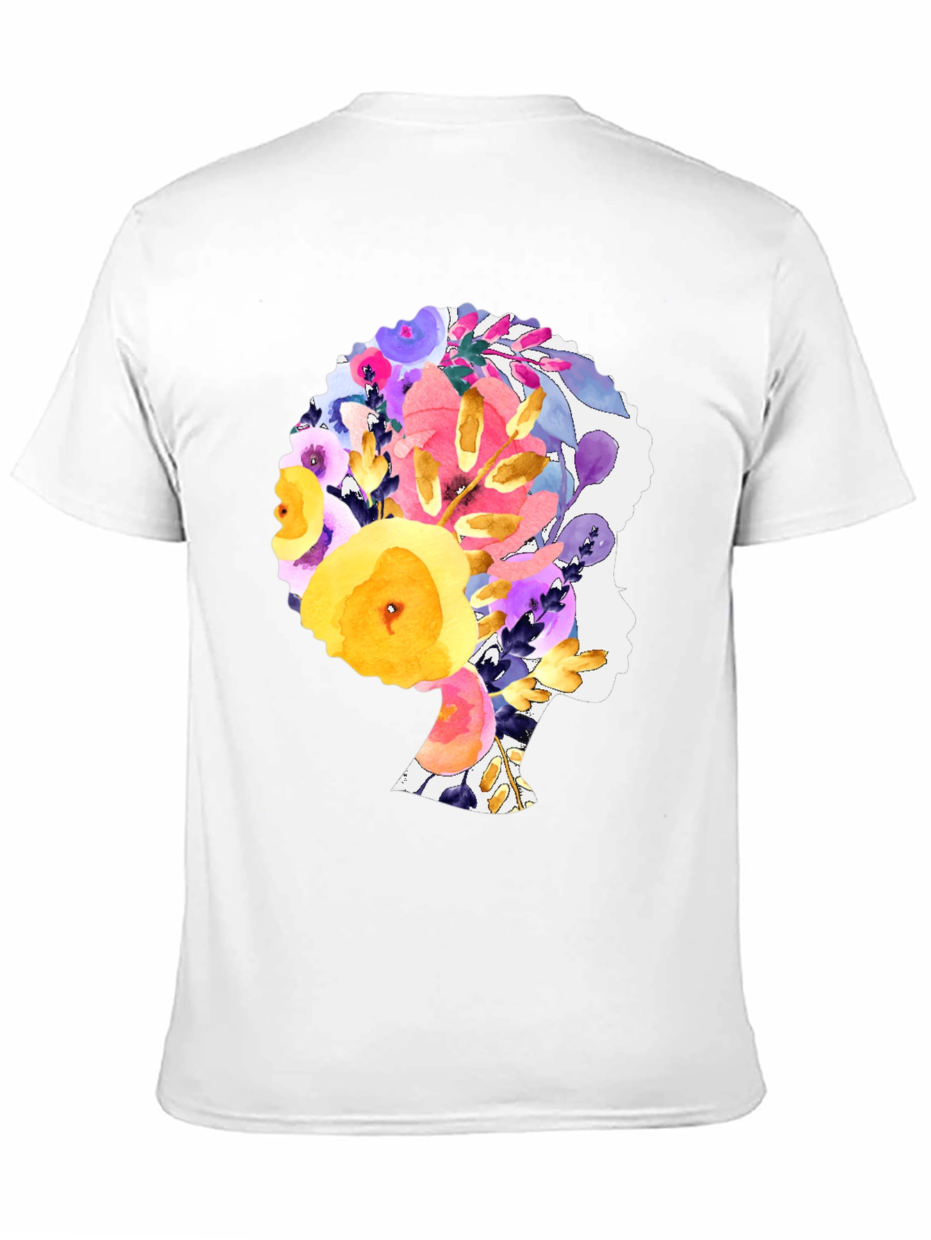 Black Floral Afro Woman Black T-Shirt view 11