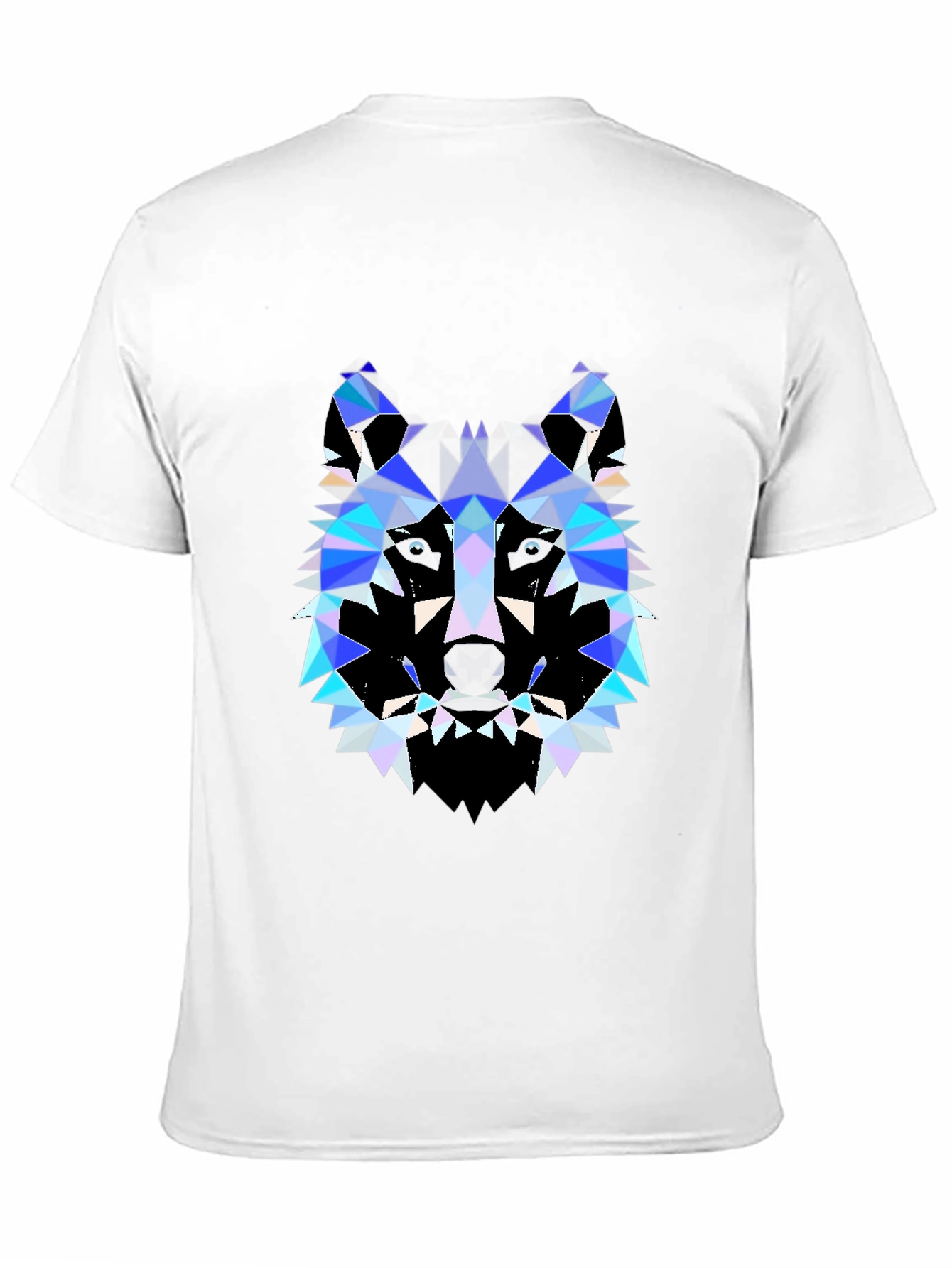 Black Geometric Wolf Print Black T-Shirt view 11