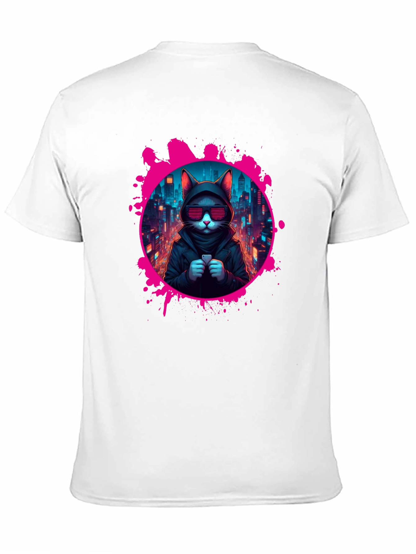 Black Cyberpunk Cat T-Shirt view 11