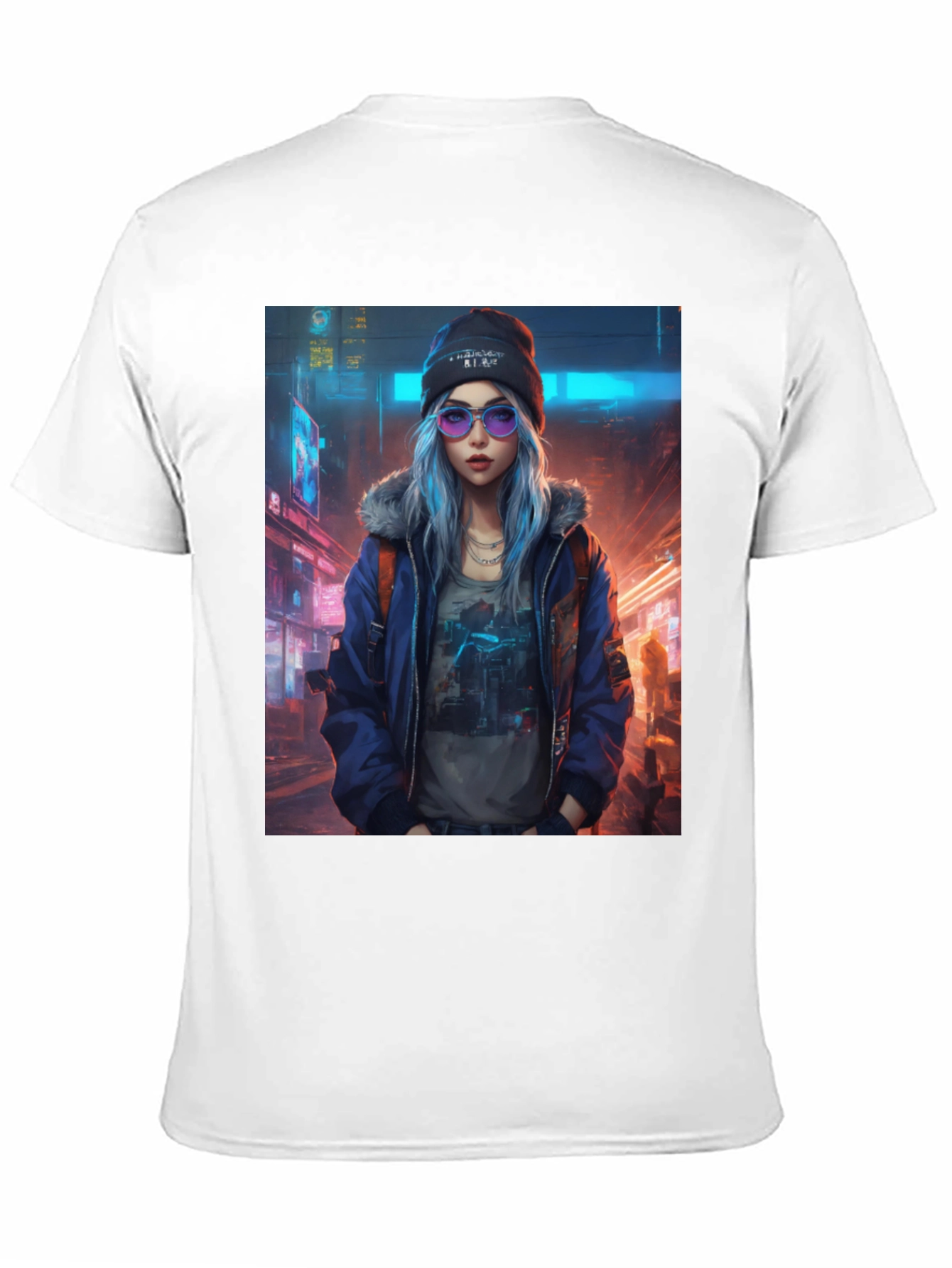 Black Cyberpunk Girl Graphic T-Shirt - Trendy Urban Style view 11