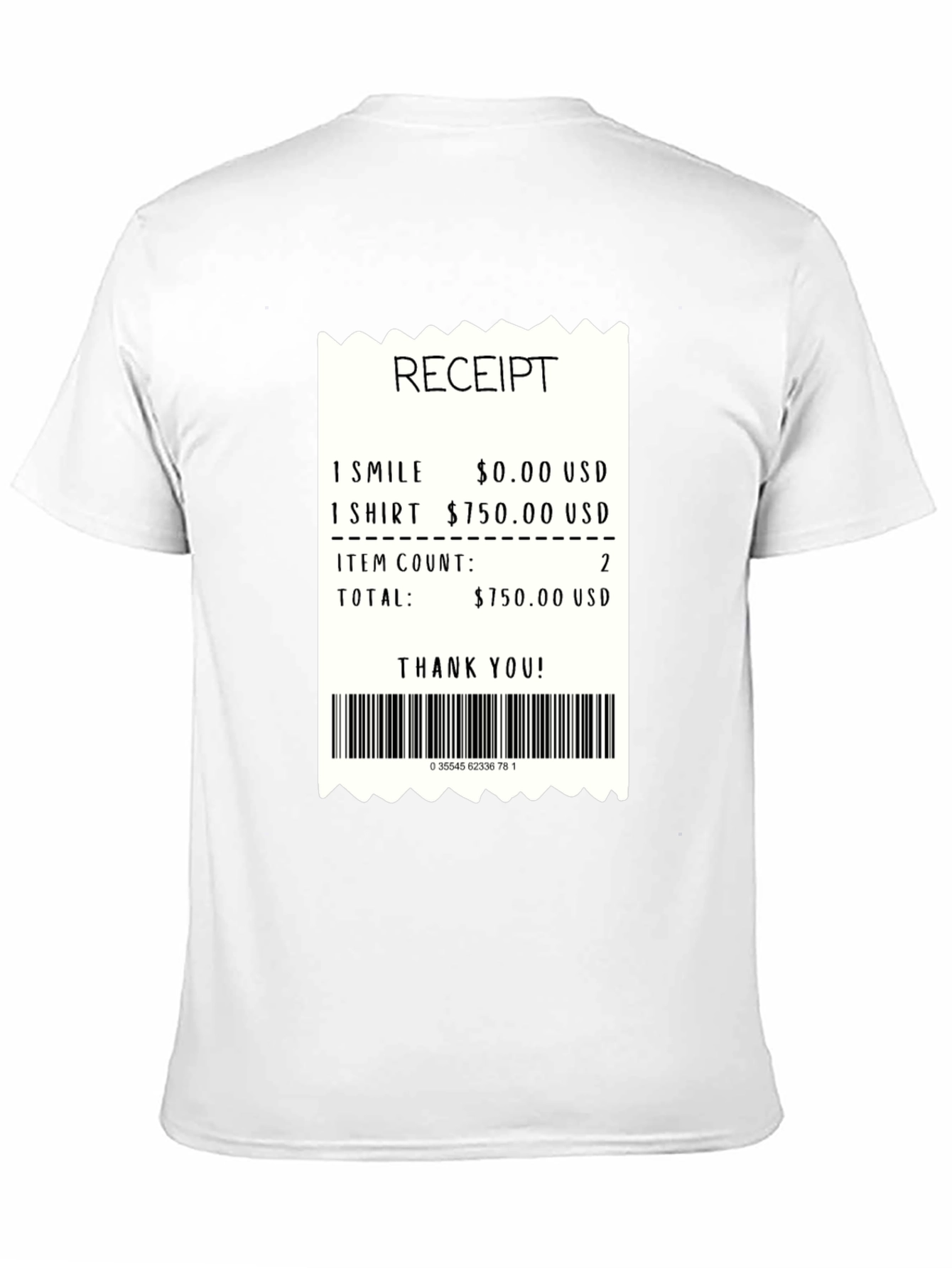 Black Receipt T-Shirt: Funny Expensive Smile Tee view 11