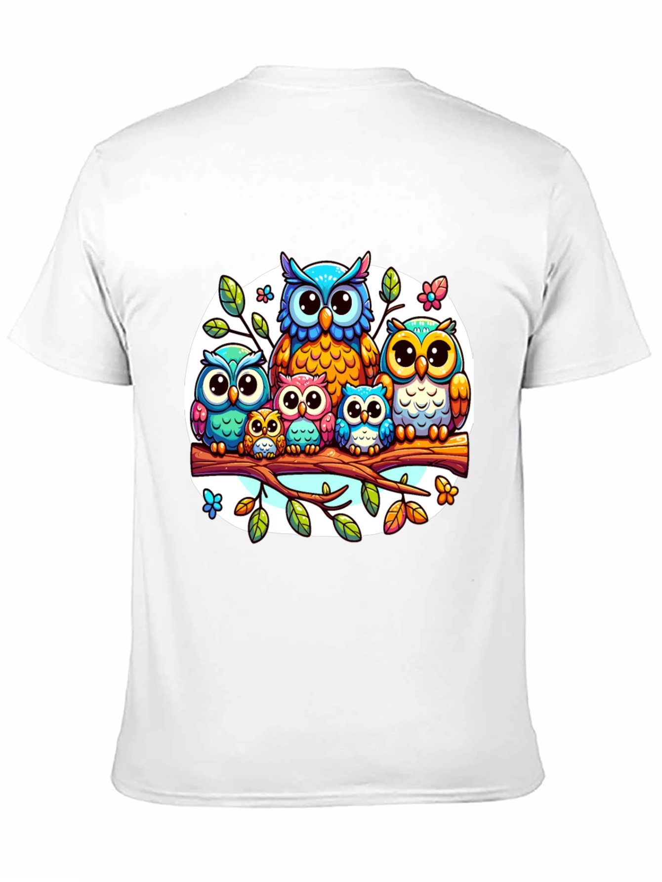 Black Cute Owl Family T-Shirt view 11