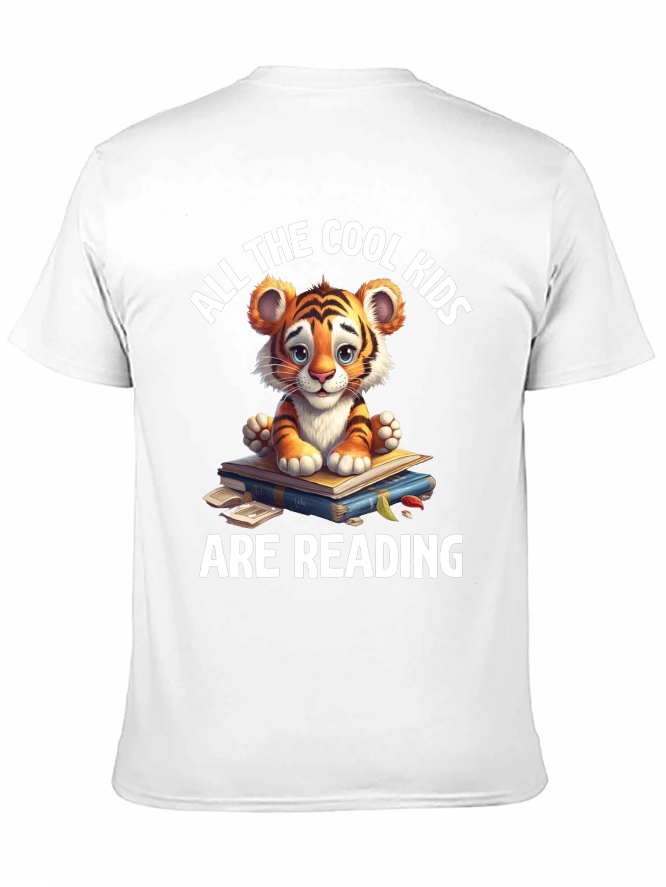 Black Cute Tiger Cub Reading T-Shirt view 11