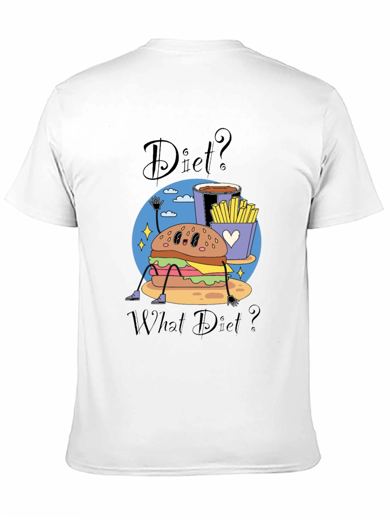 Black Diet? What Diet? Funny Cartoon Food T-Shirt view 11