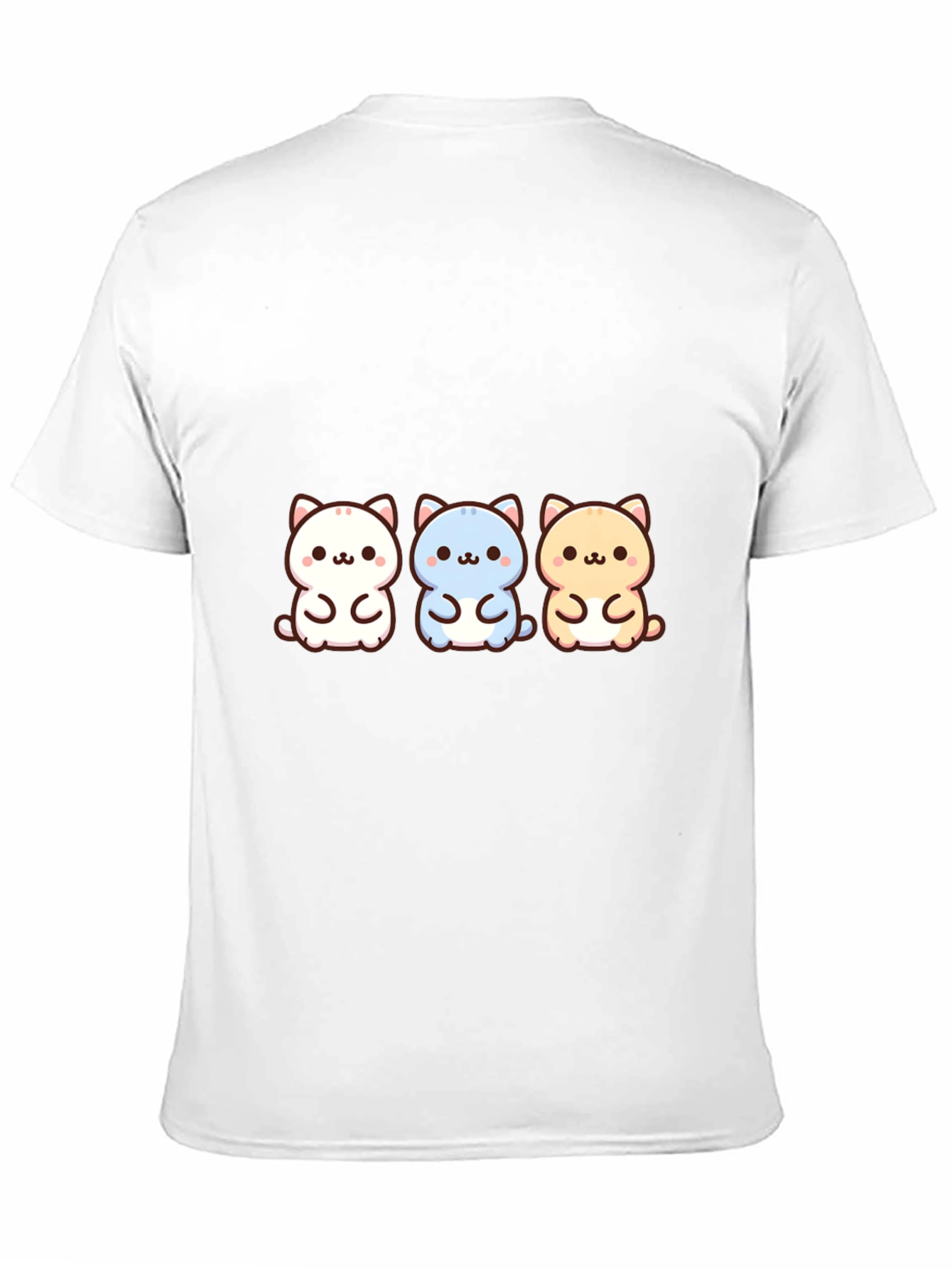Black Cute Cartoon Cat Trio Black T-Shirt view 11