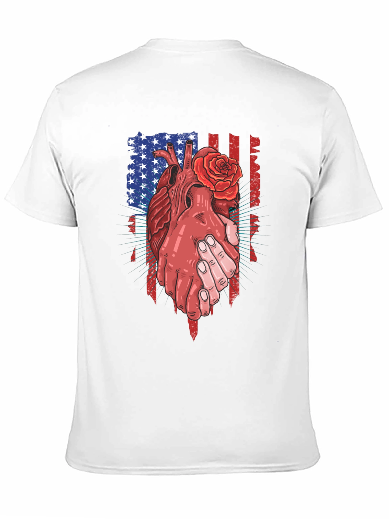 Black Patriotic Heart & Rose Graphic T-Shirt view 11