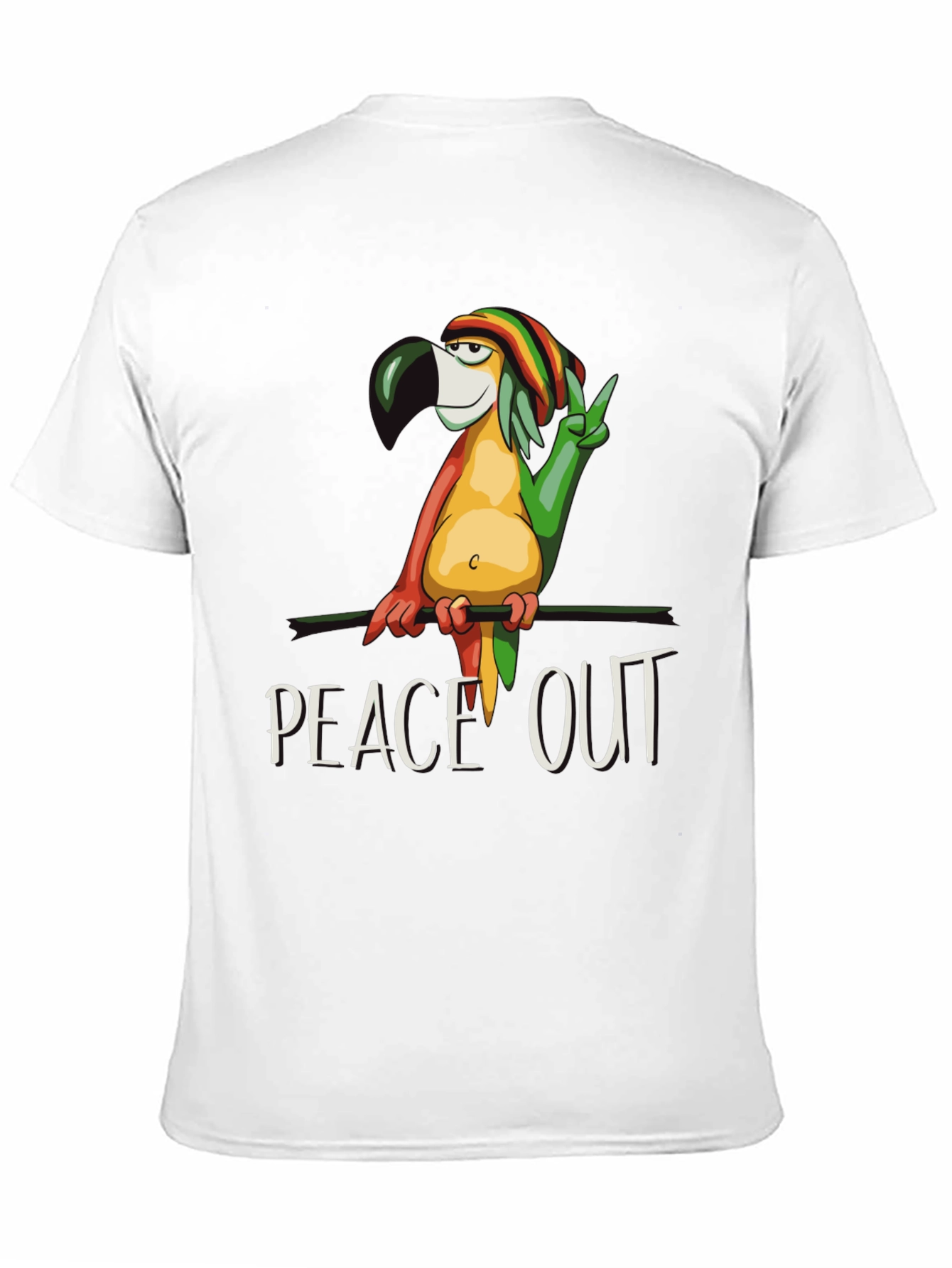 Black Peace Out Parrot Graphic T-Shirt view 11