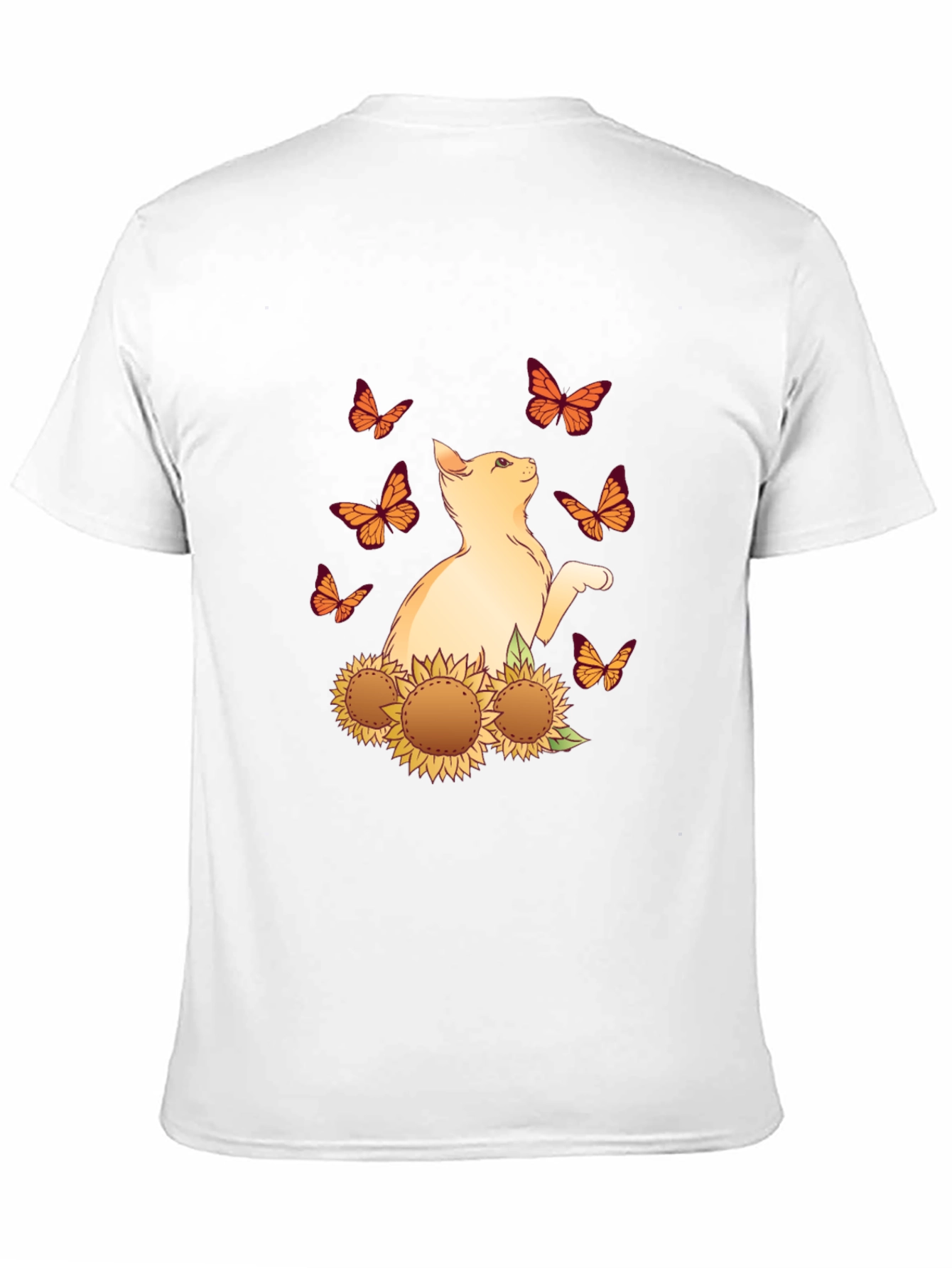 Black Cat Butterfly Sunflower Black Graphic Tee view 11