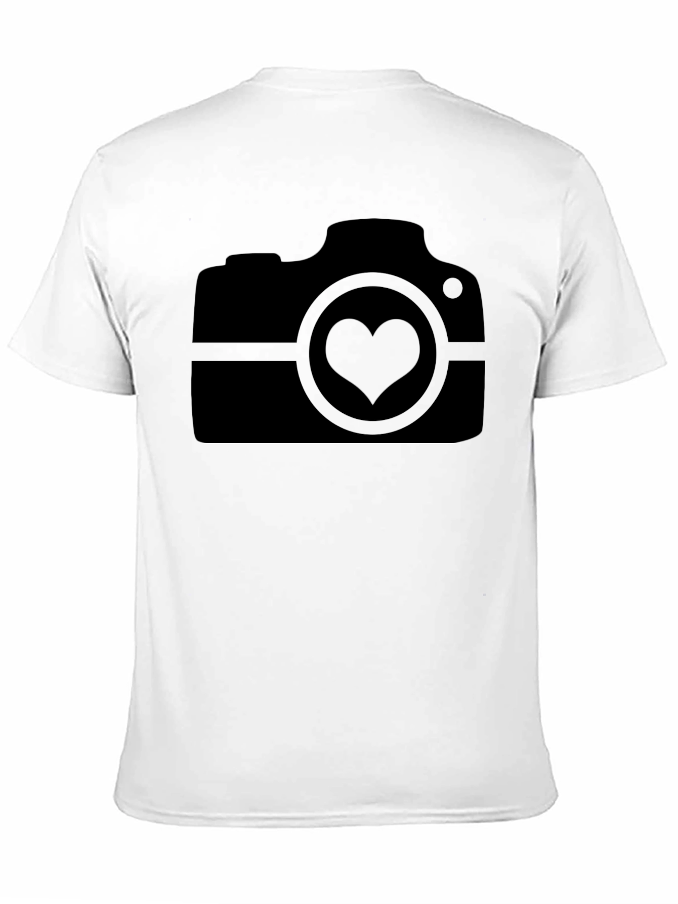 Black Heart Camera Graphic Tee - Black Crew Neck Cotton T-Shirt view 11